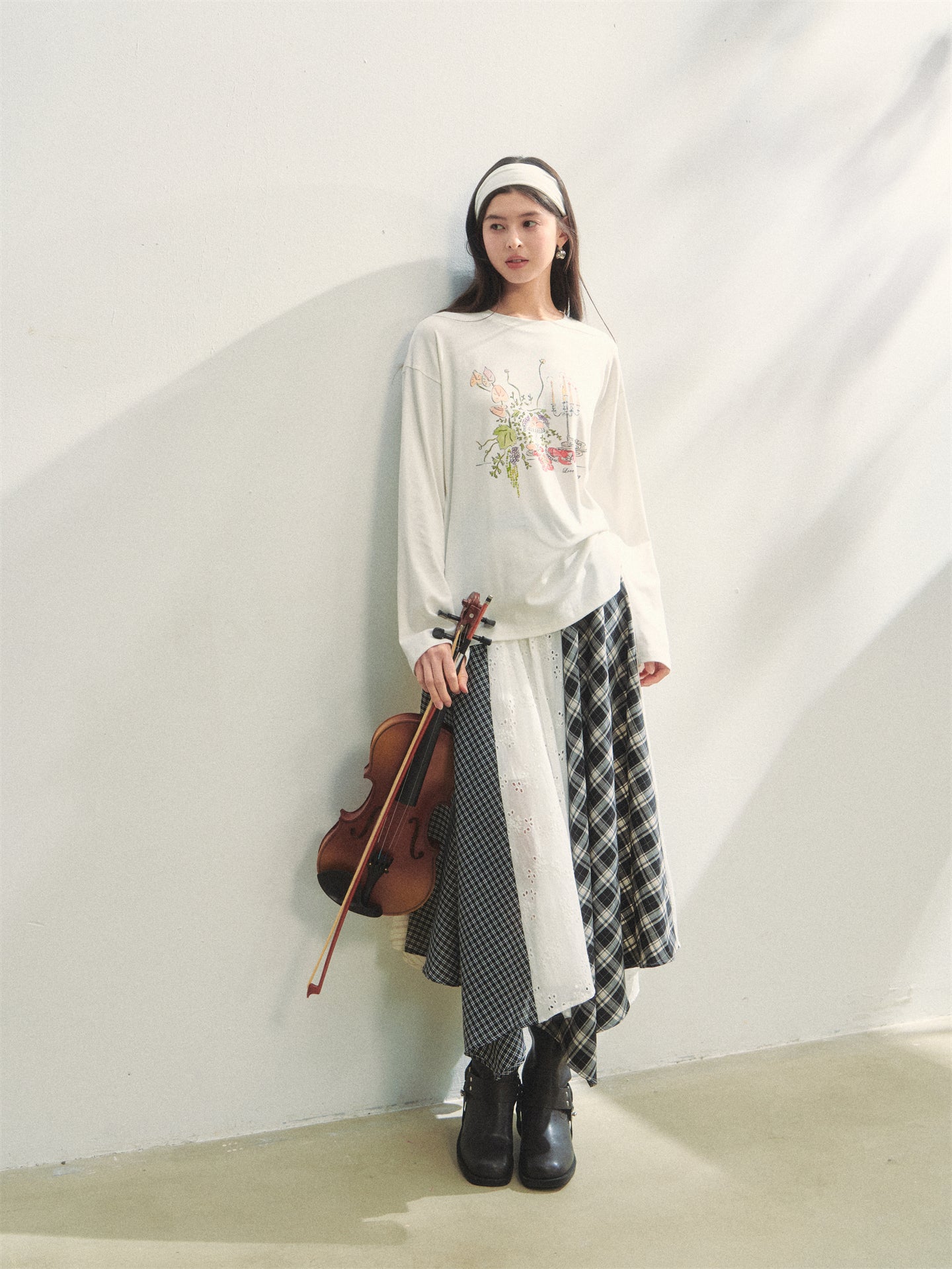 AsGony ASG25302 Flower printed top (2color)