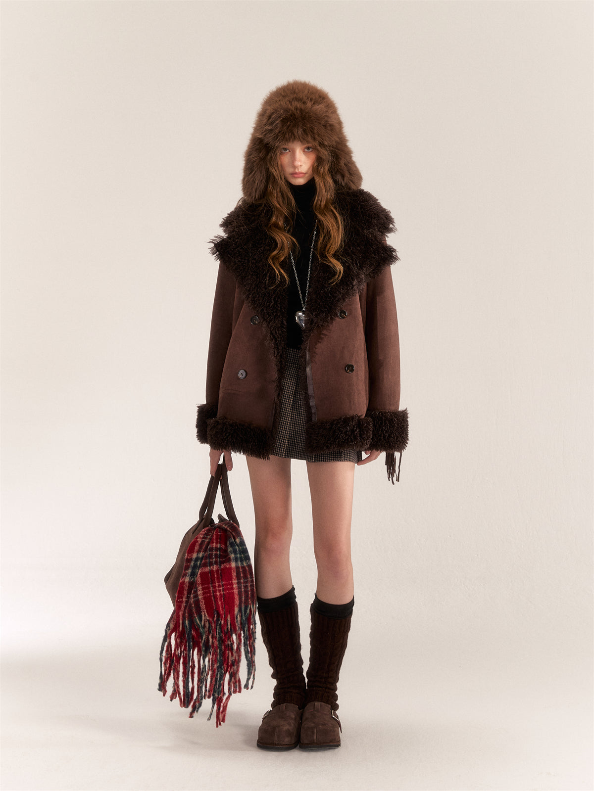 AsGony ASG24530 Suede & Fur Coat(2color)
