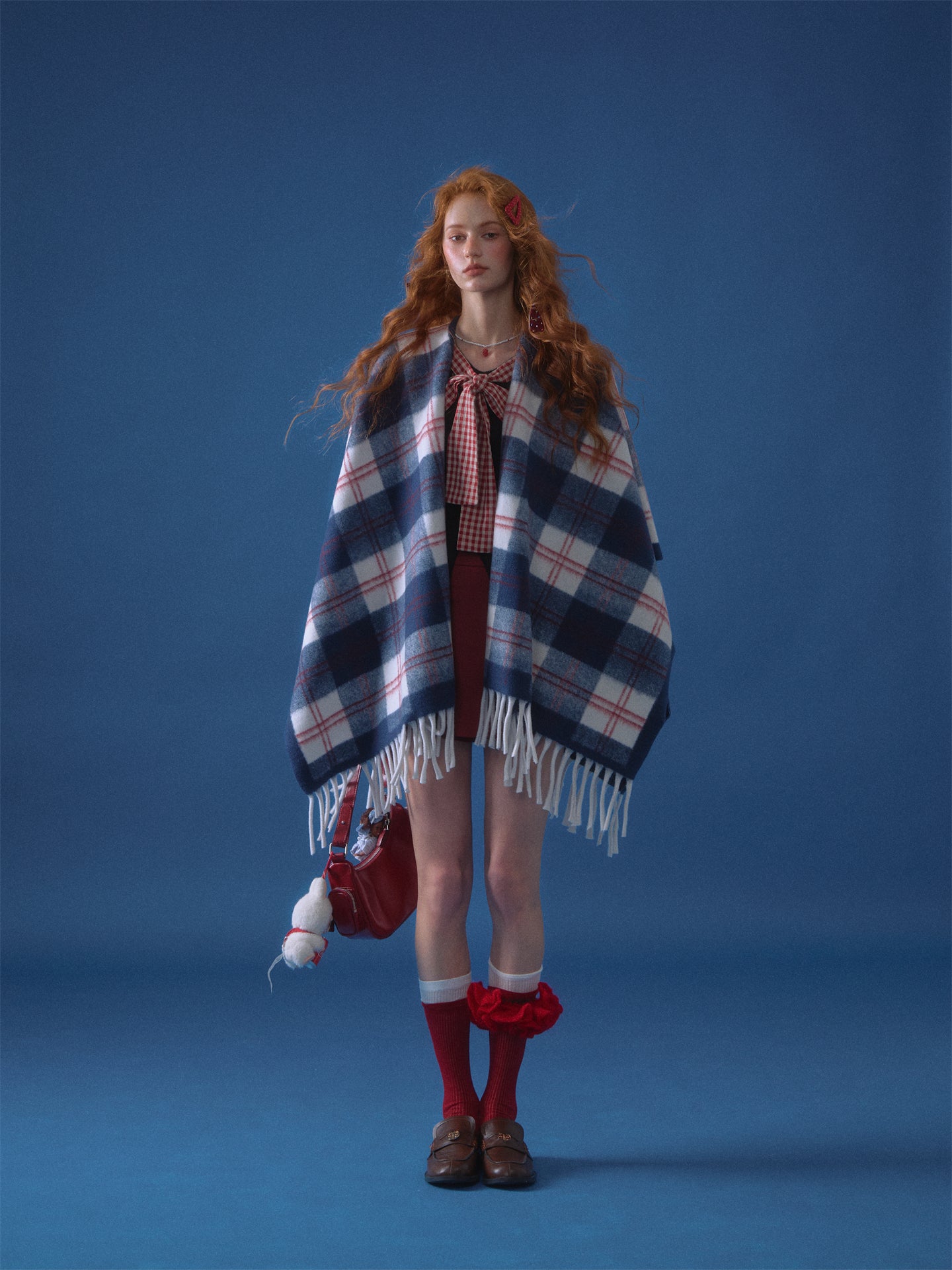 AsGony ASG24650 Checkered tassel casual shawl