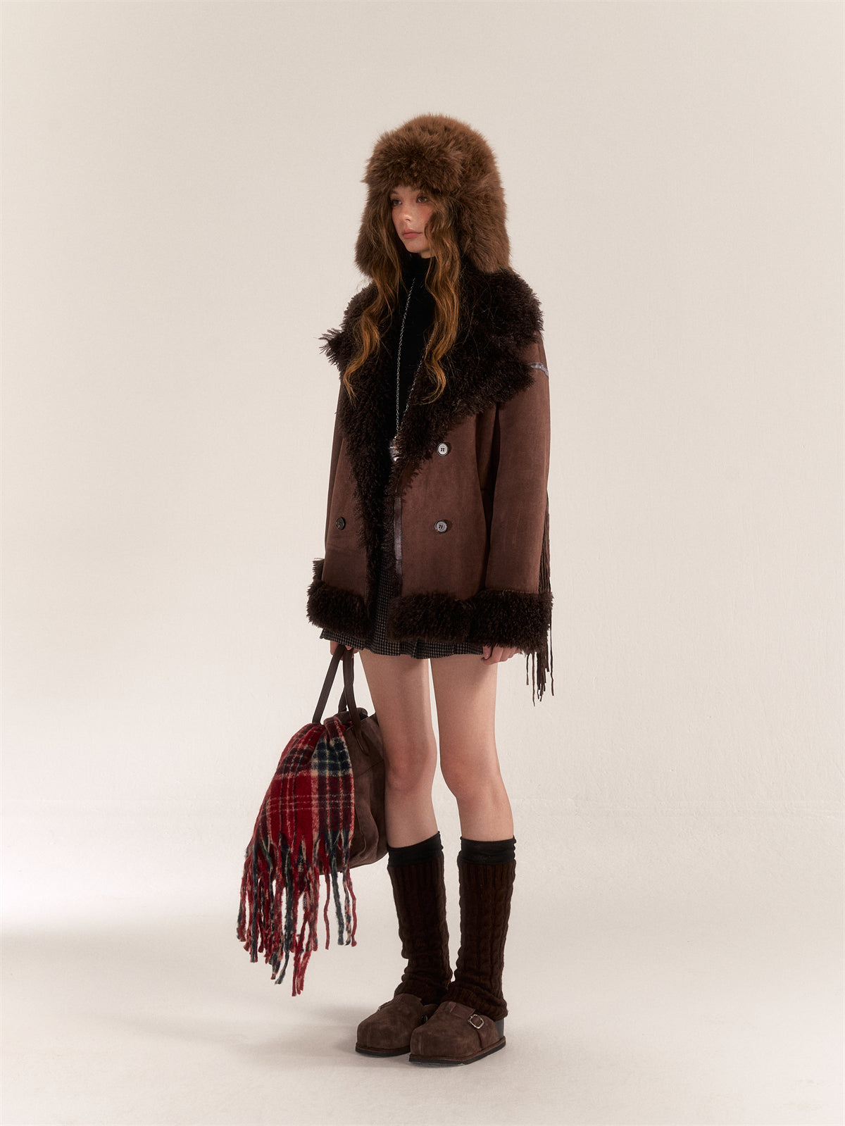 AsGony ASG24530 Suede & Fur Coat(2color)