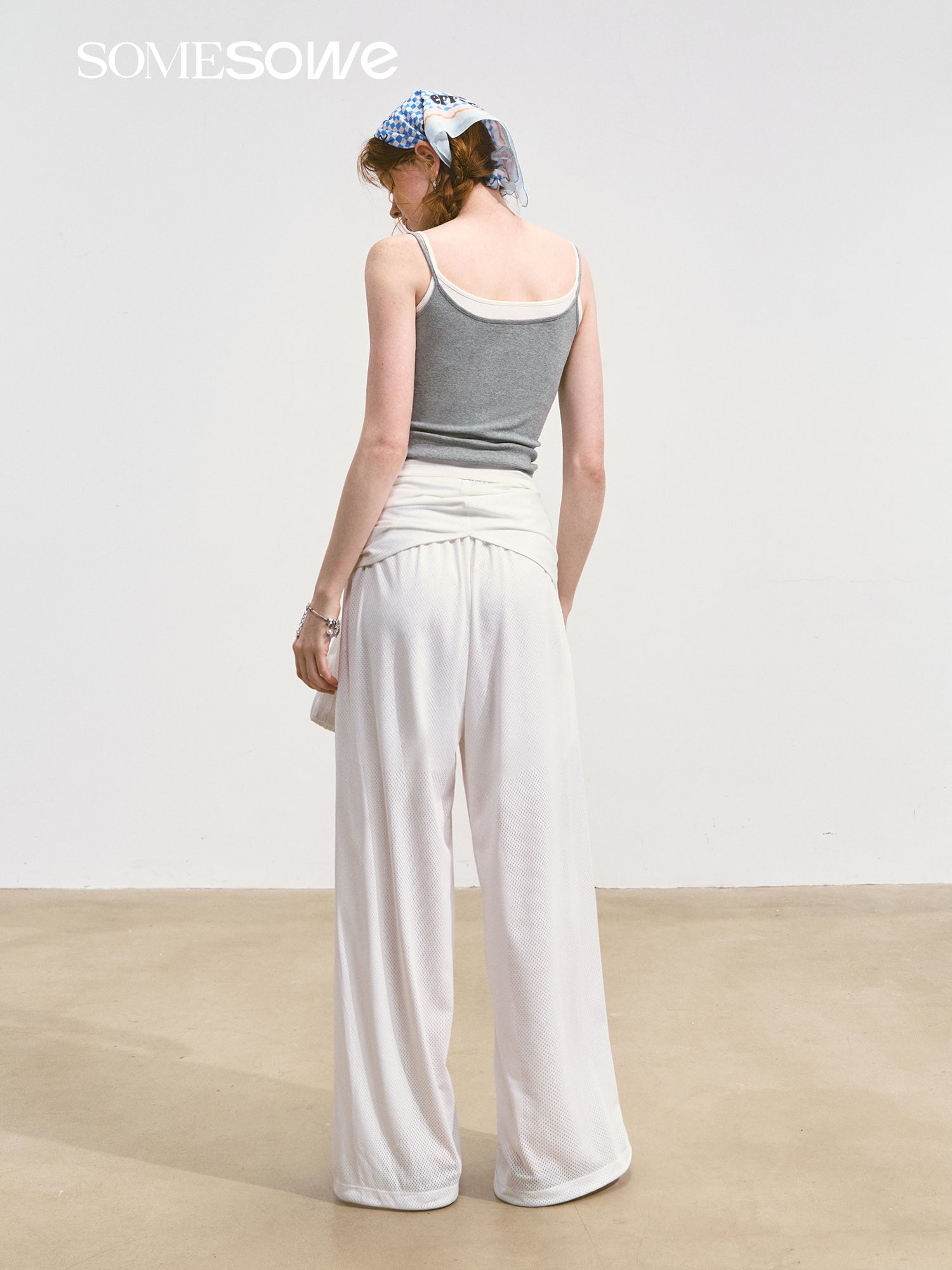 SOMESOWE S2508096 Vacation style lace up pants (2color)