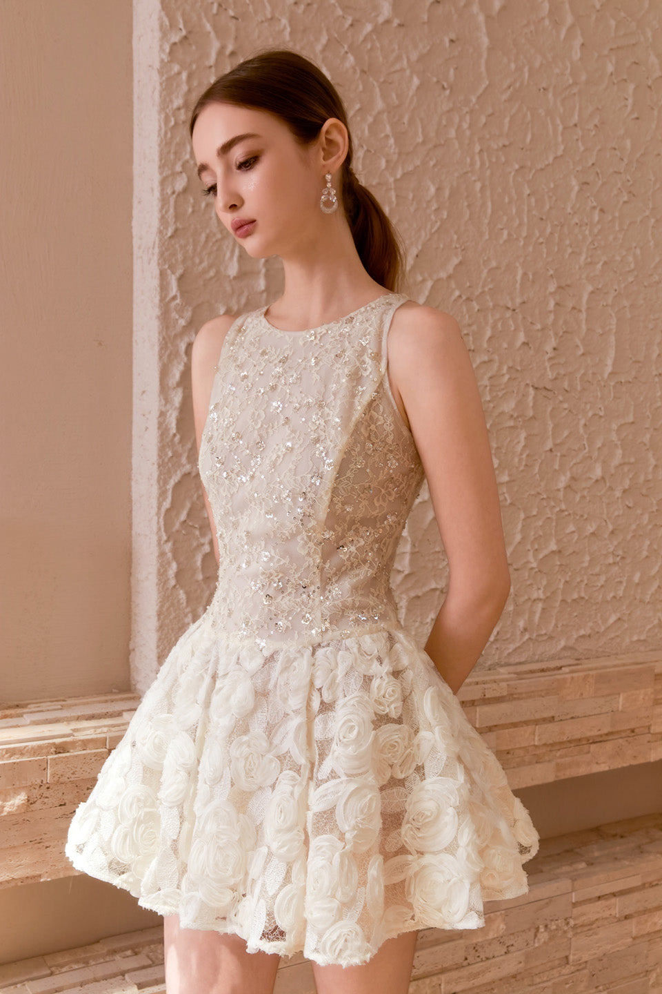 Wardrobes by chen 3D floral lace fluffy dress