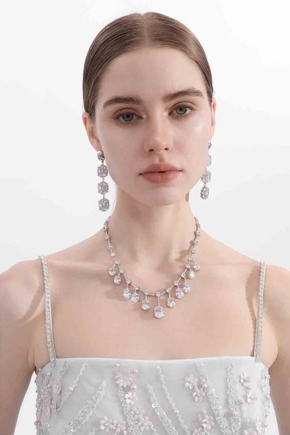 Wardrobes by chen Water droplet round zircon necklace