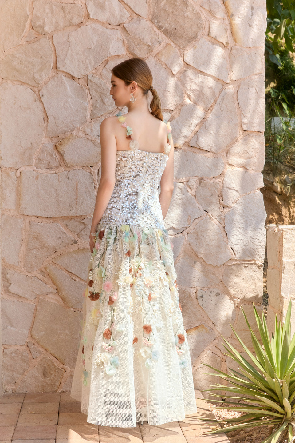 Wardrobes by chen 3D embroidered bead strap dress