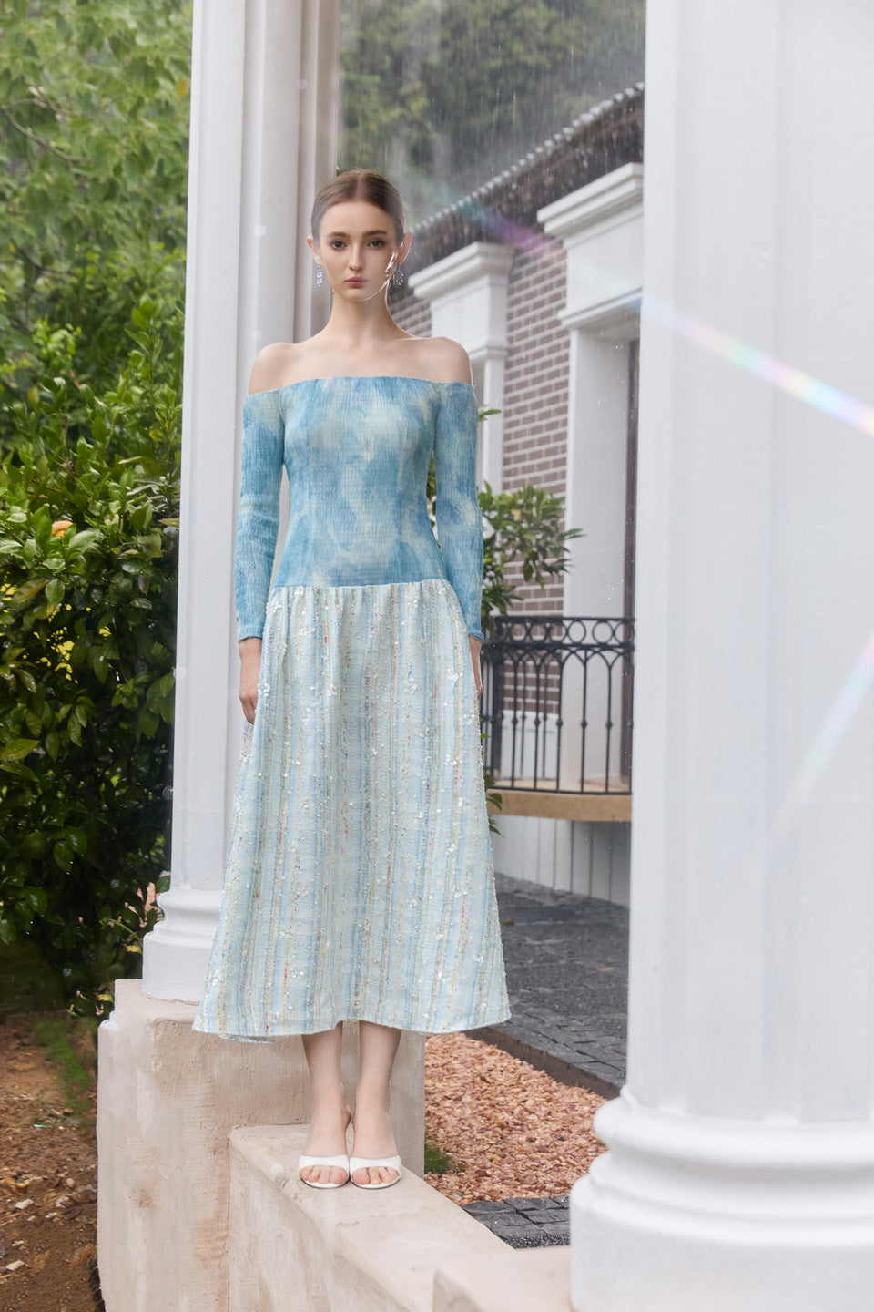 Wardrobes by chen Tie dye elastic slim gradient dress