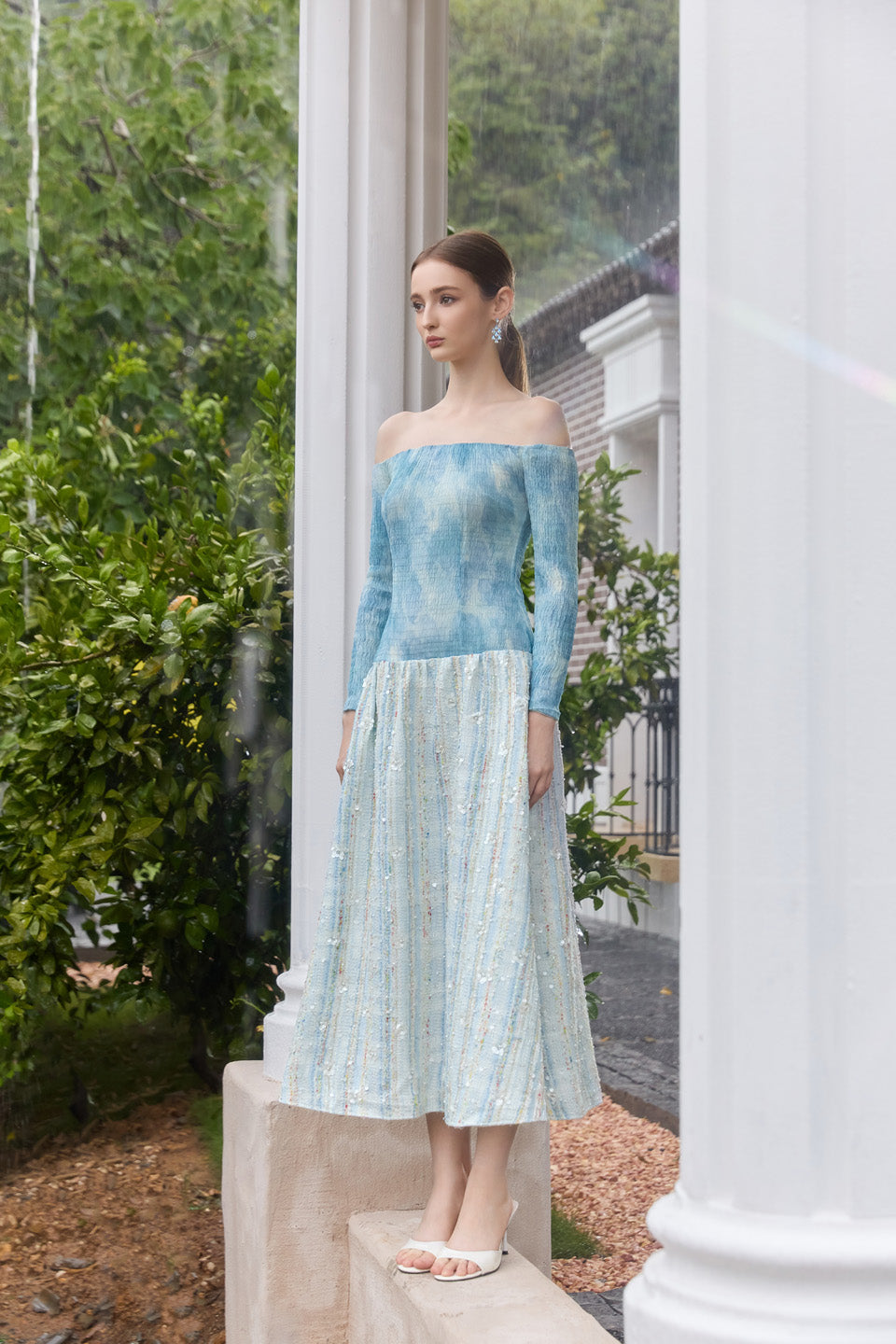 Wardrobes by chen Tie dye elastic slim gradient dress