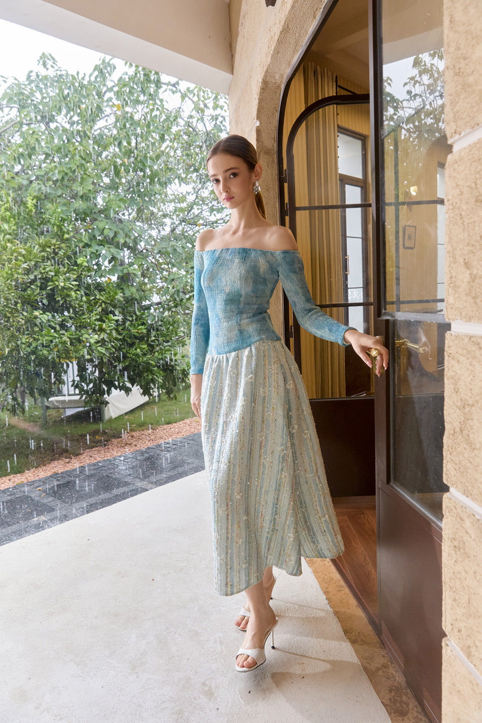 Wardrobes by chen Tie dye elastic slim gradient dress