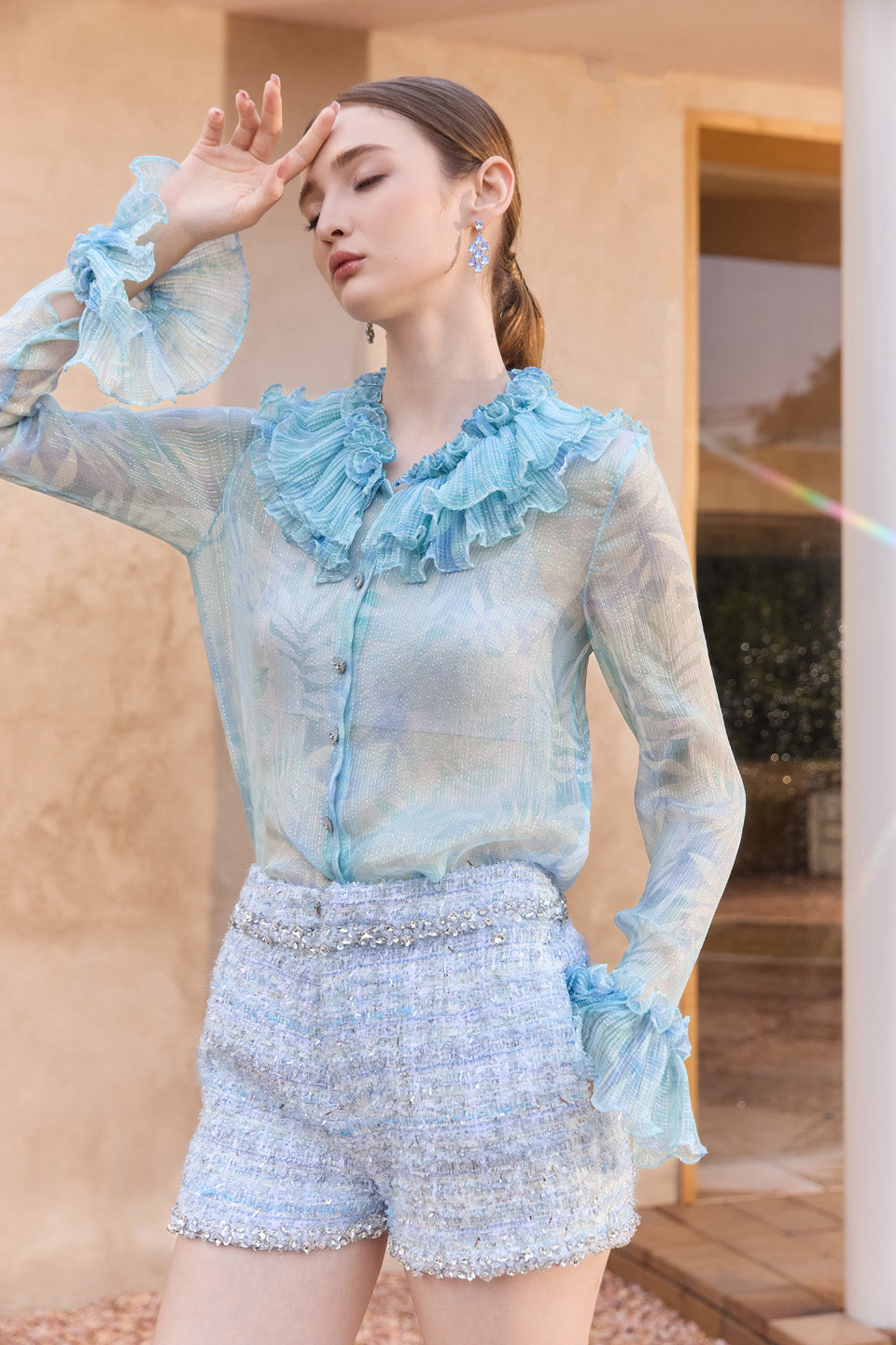 Wardrobes by chen Haze blue woven tweed set