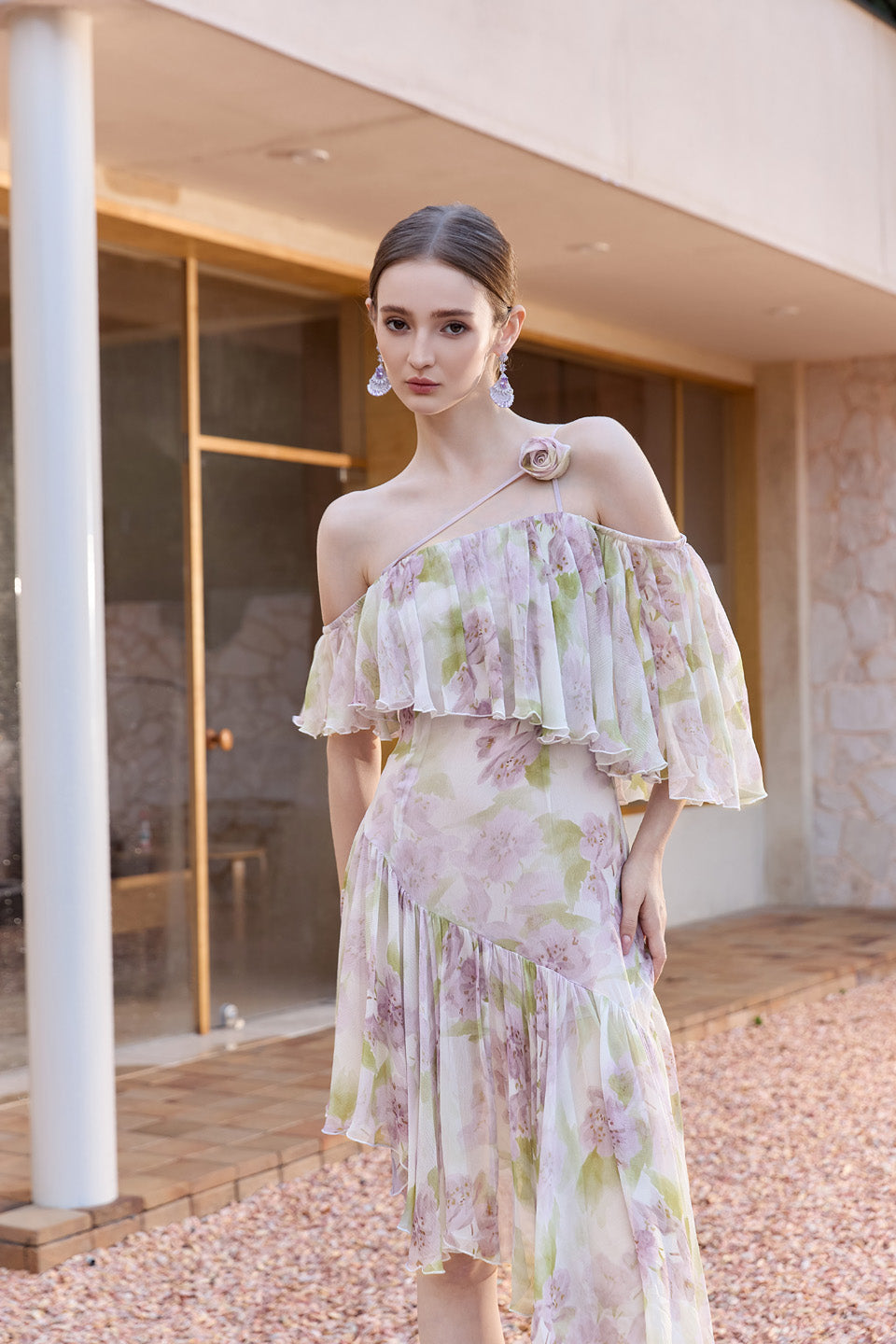 Wardrobes by chen Purple irregular handmade rose dress