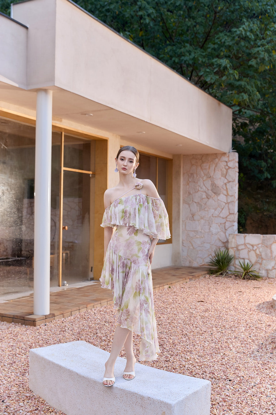 Wardrobes by chen Purple irregular handmade rose dress