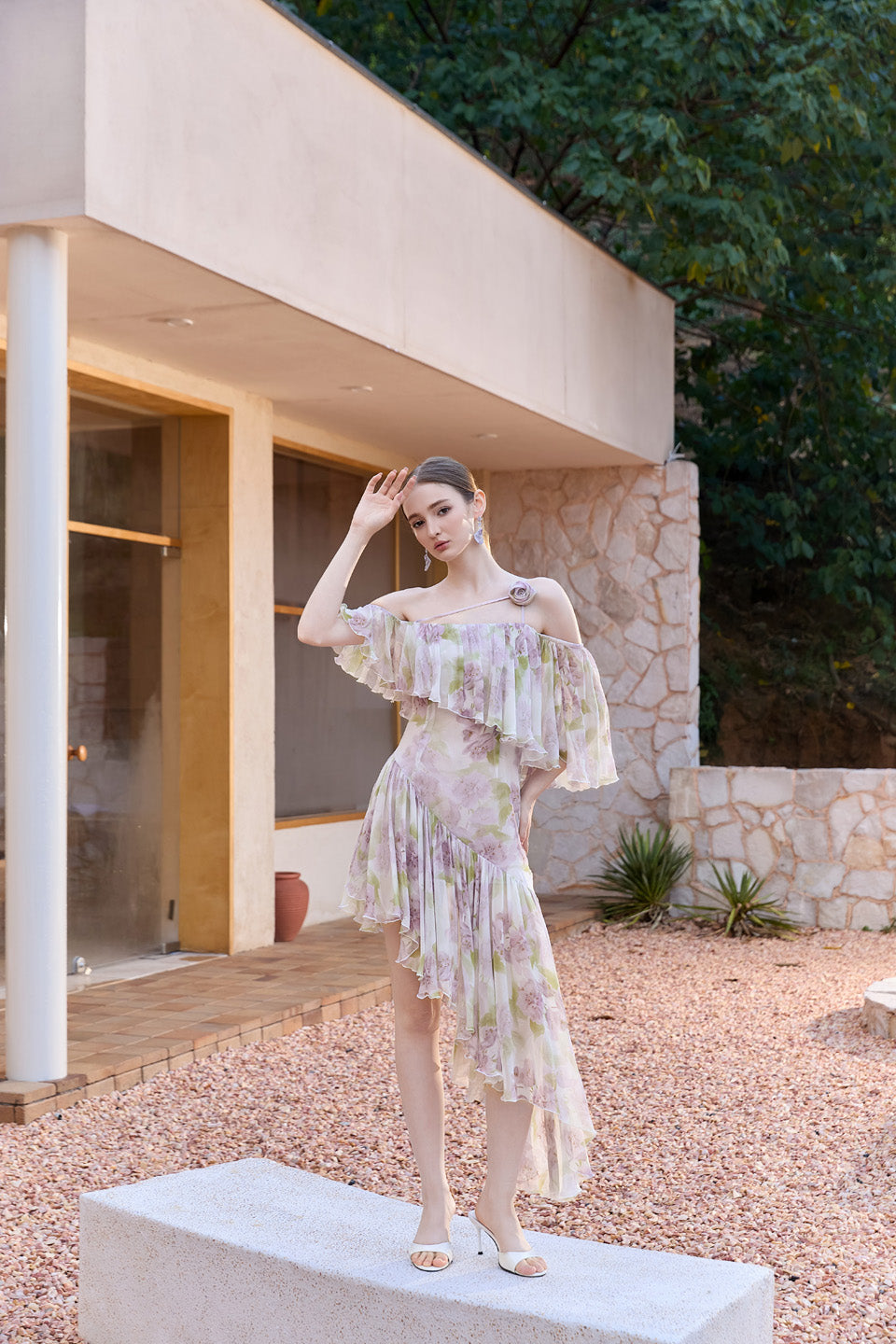 Wardrobes by chen Purple irregular handmade rose dress