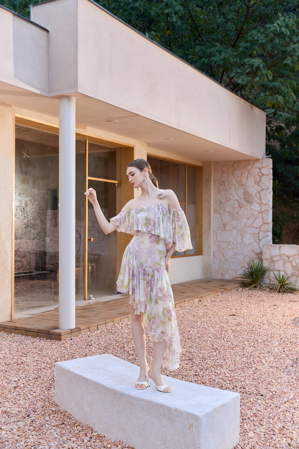 Wardrobes by chen Purple irregular handmade rose dress