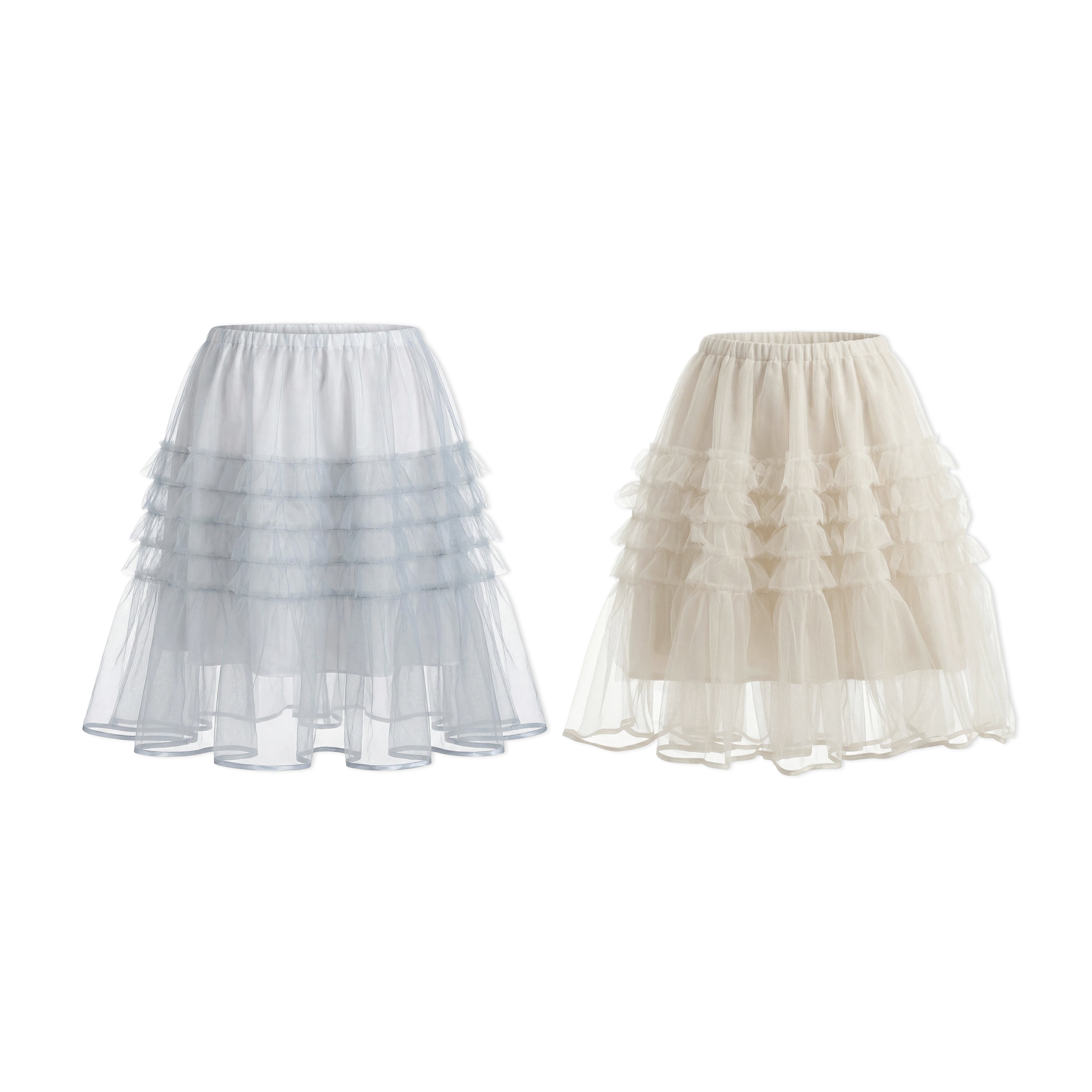 16DEWS 16D26125 High waisted A-line mesh cake skirt