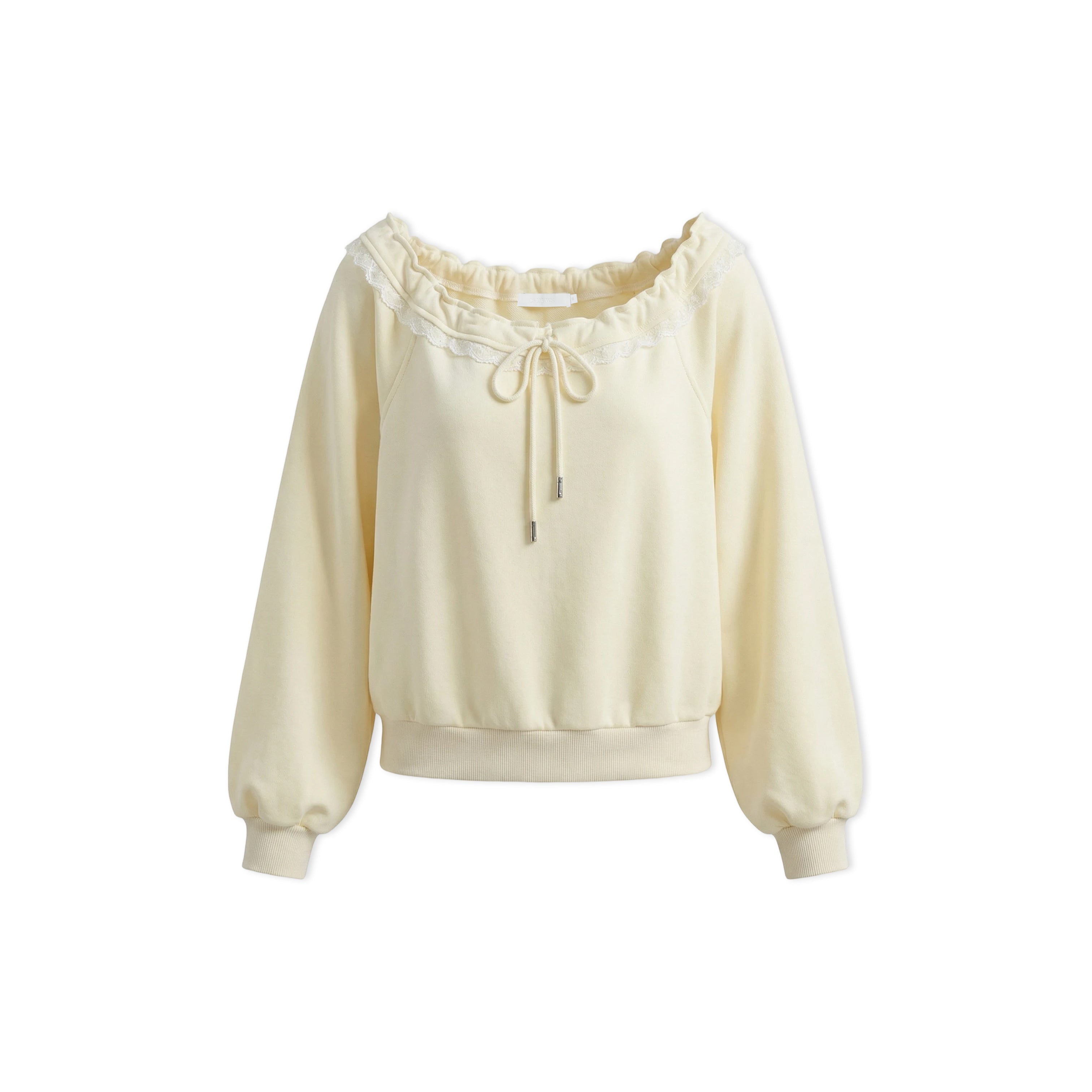 16DEWS 16D26043 Lace patchwork loose hoodie