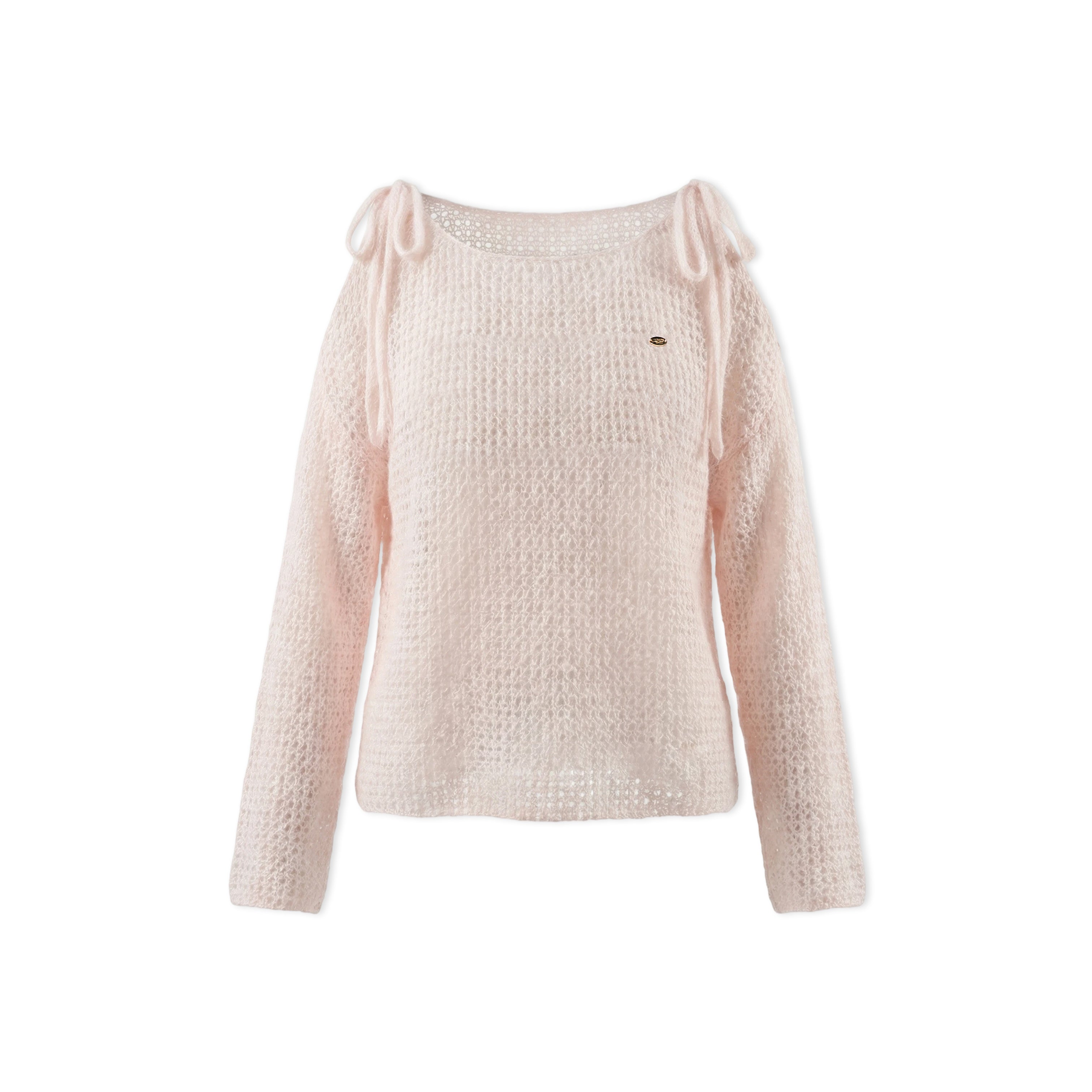 16DEWS 16D26048&16D26049 Hollow out woolen lace up off shoulder knitted sweater + skirt set