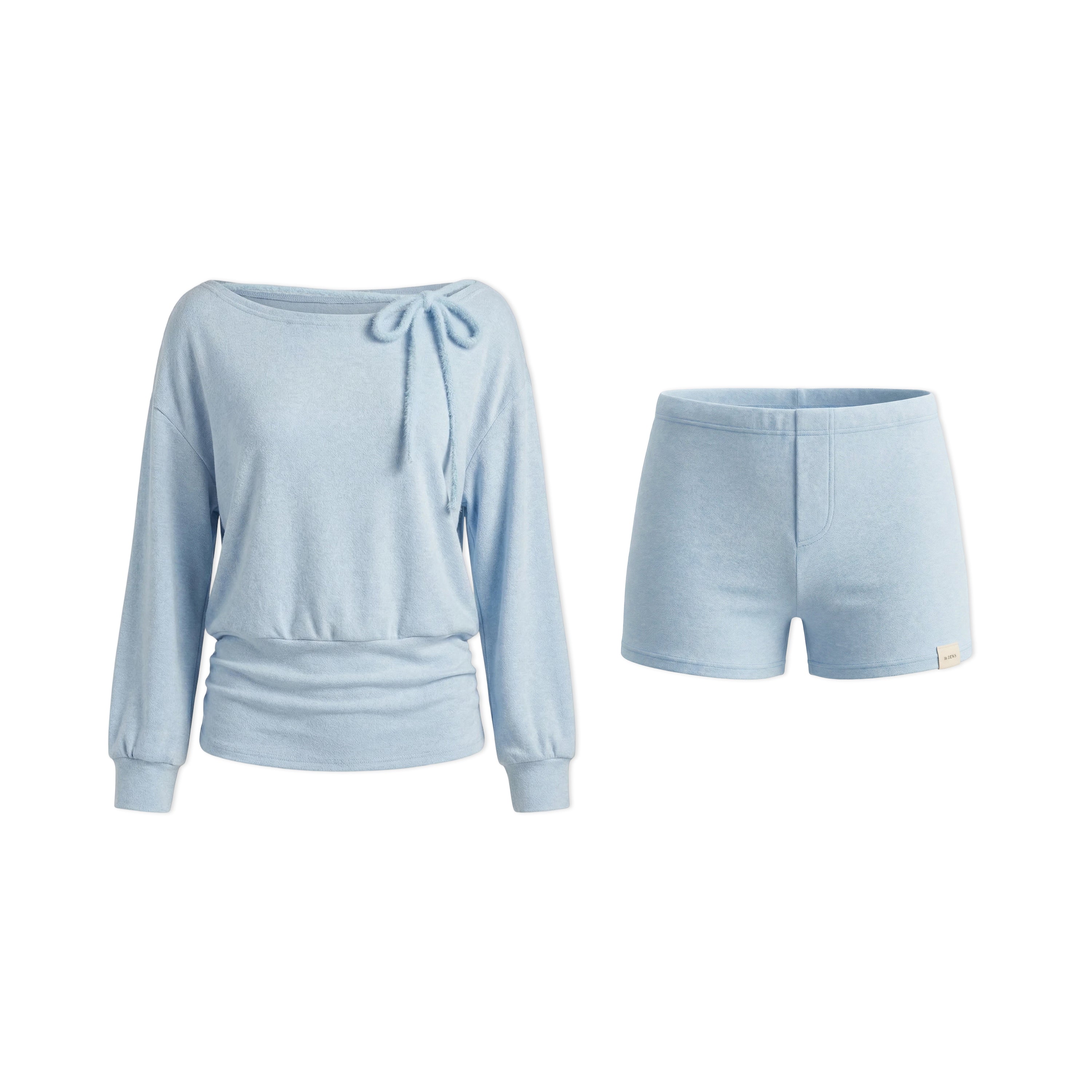16DEWS 16D26024&16D26025 Slanted shoulder and waist cinched top + shorts