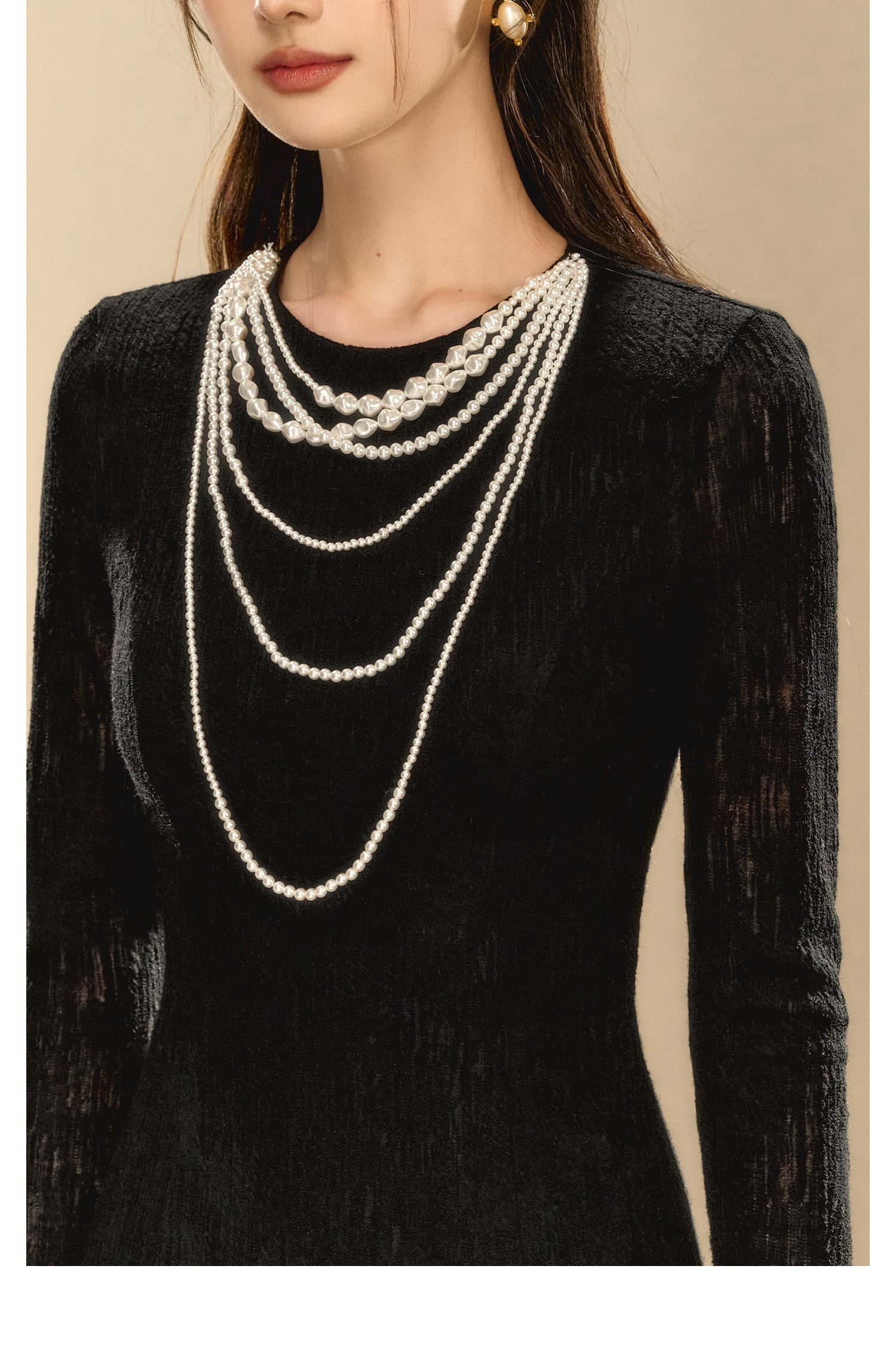 OShea 4D01L1032 Pearl Black Knit Dress