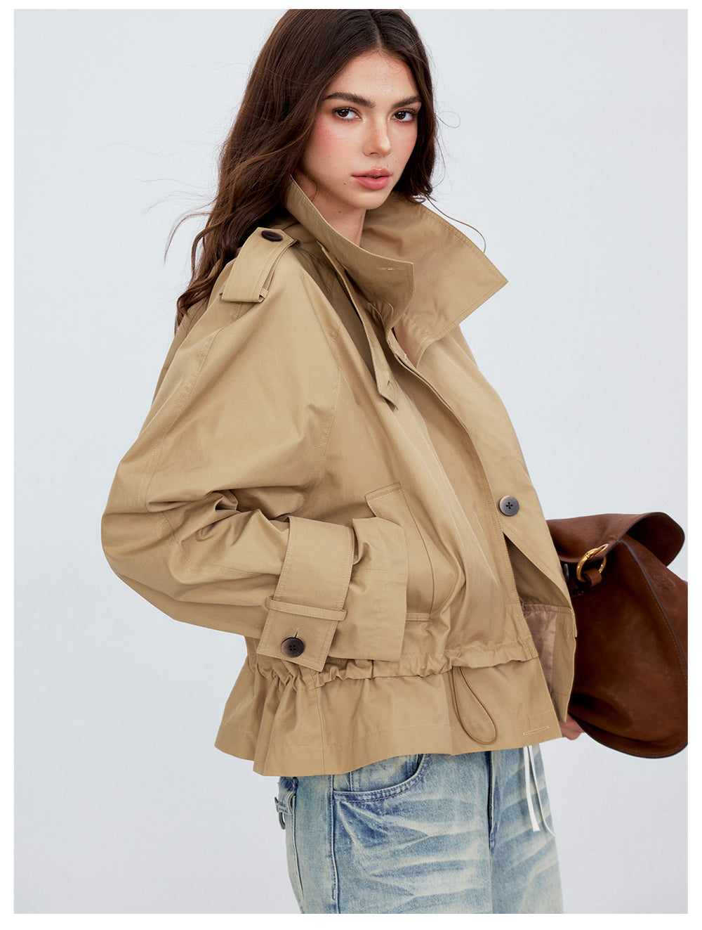VIA PITTI VIACC6204 Stand-Collar Drawstring Coat