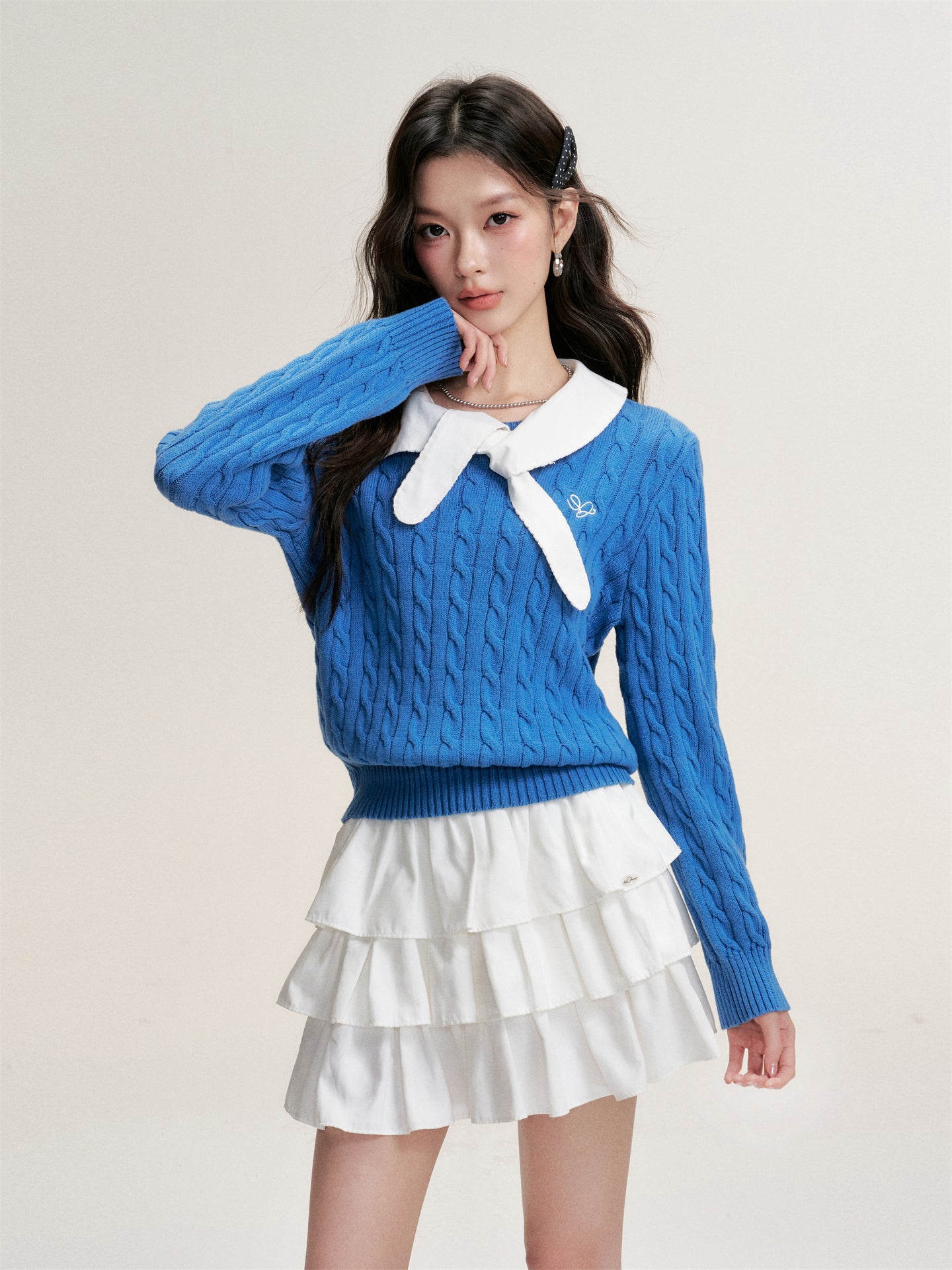 16DEWS 16D25479 Twisted texture pullover knitted top