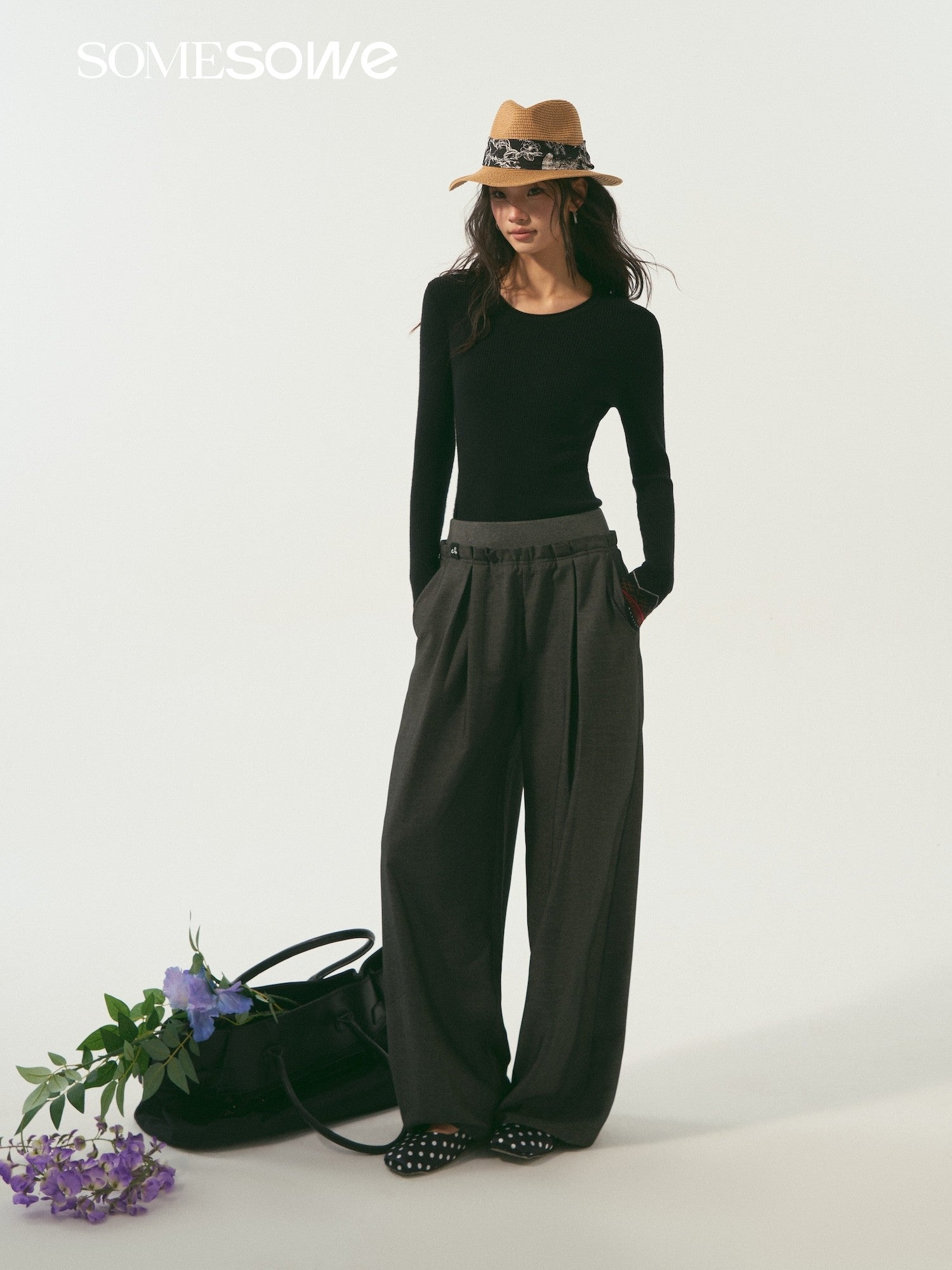 SOMESOWE S2508338 Shawl real two long sleeved knitted top