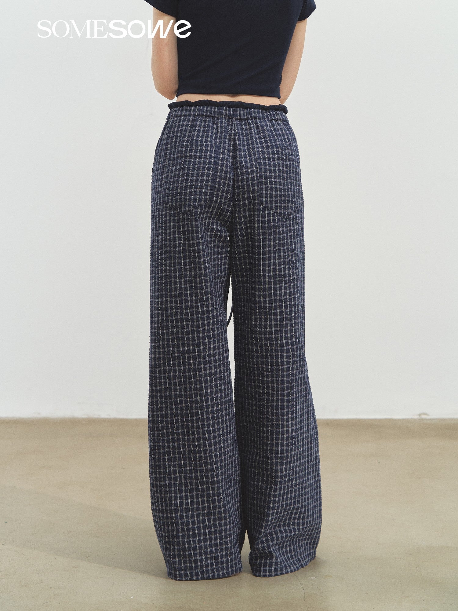 SOMESOWE S2508169 Plaid wide leg pants