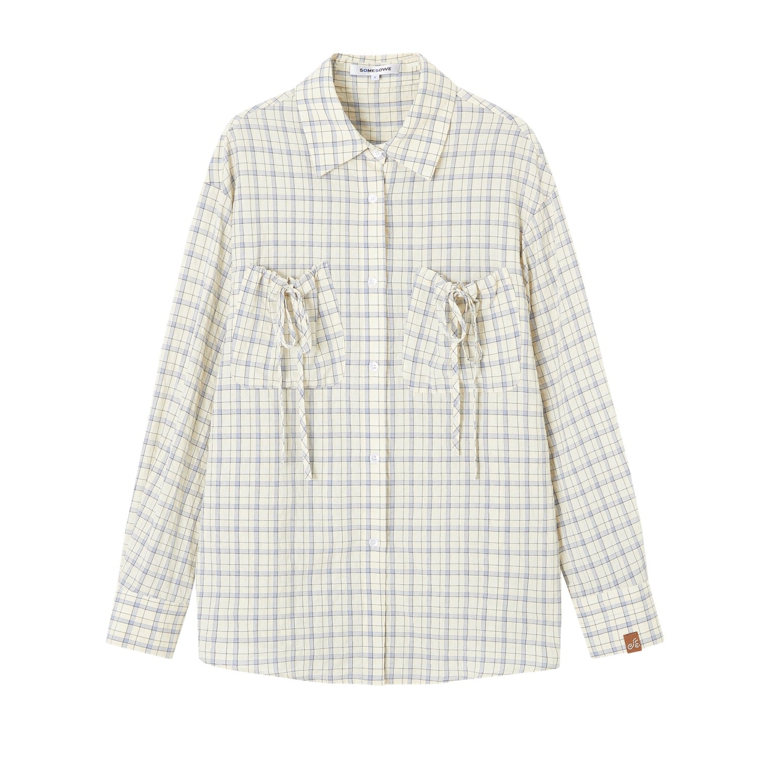 SOMESOWE S2609071 Drawstring pocket plaid shirt