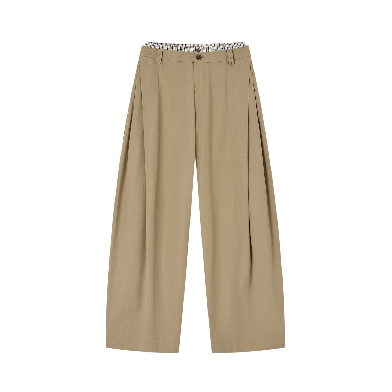 SOMESOWE S2509017 Double waisted diagonal pleated wide leg curved knife pants