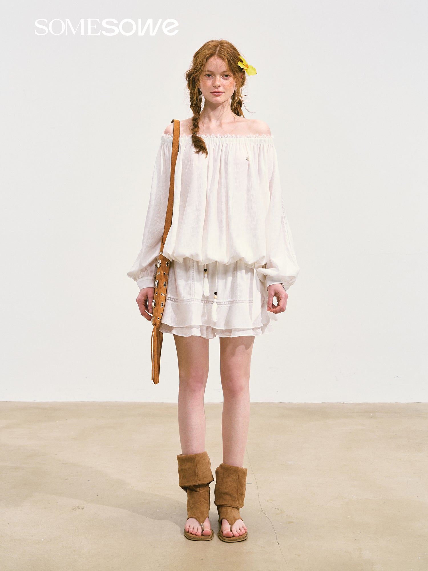 SOMESOWE S2508082&S2508097 Lace patchwork top + skort set (seperate)