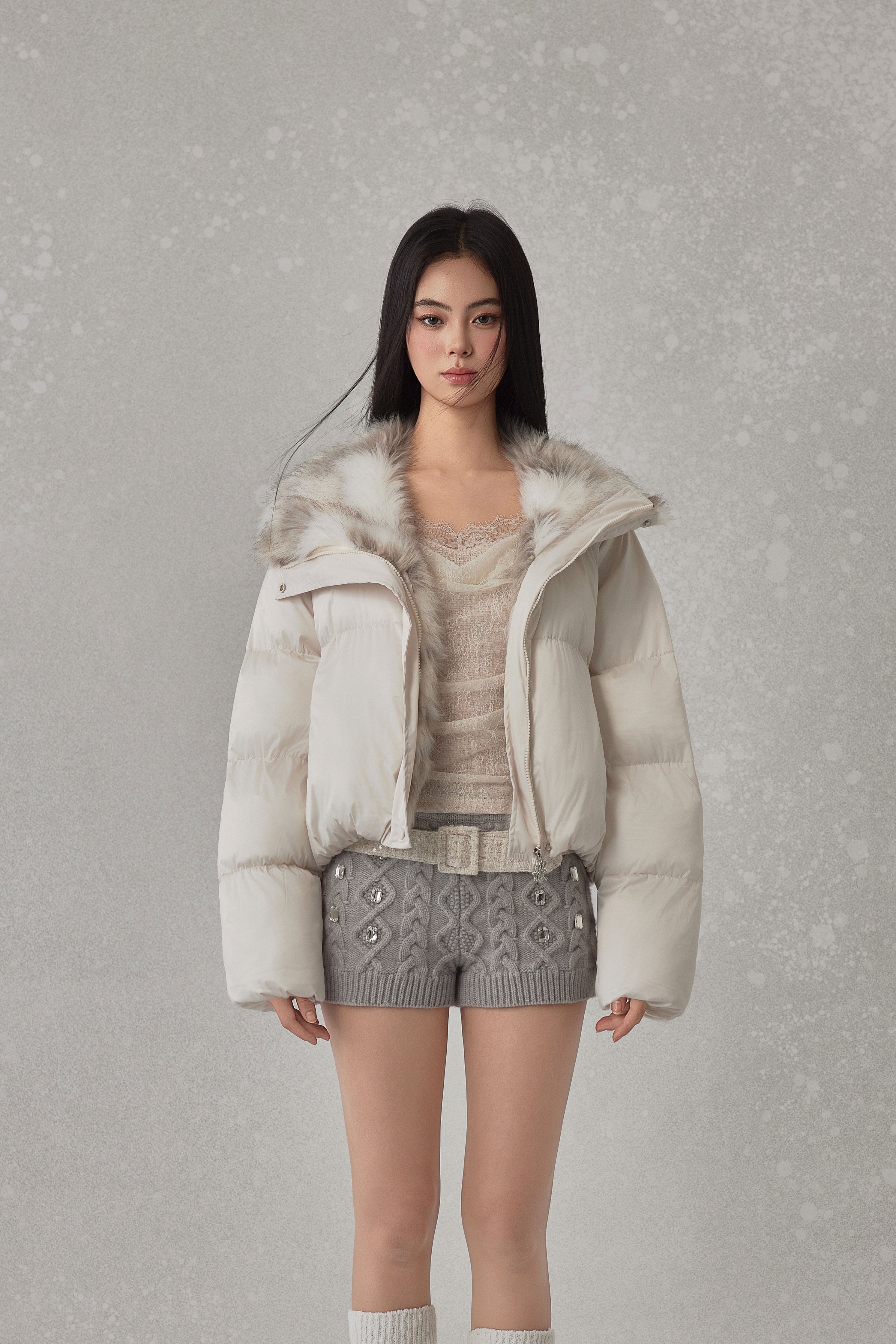 NONCESTNON N276 Fur-trimmed down jacket