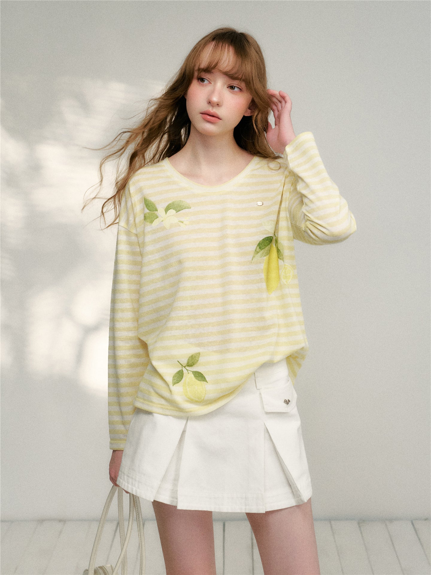 16DEWS 16D26126 Lazy loose striped long sleeved T-shirt