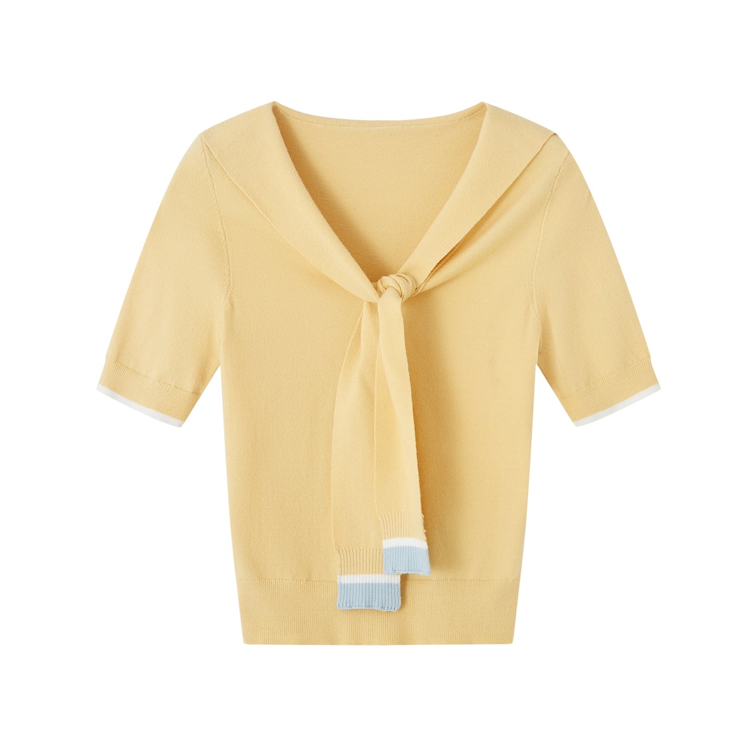 SOMESOWE S2508069 Navy collar tie knit top (2color)