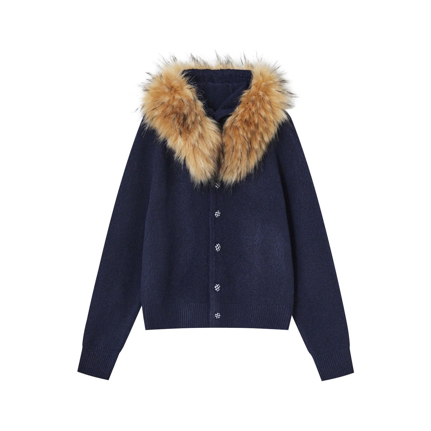 SOMESOWE S2508279 Detachable wool collar cowhide hooded cardigan