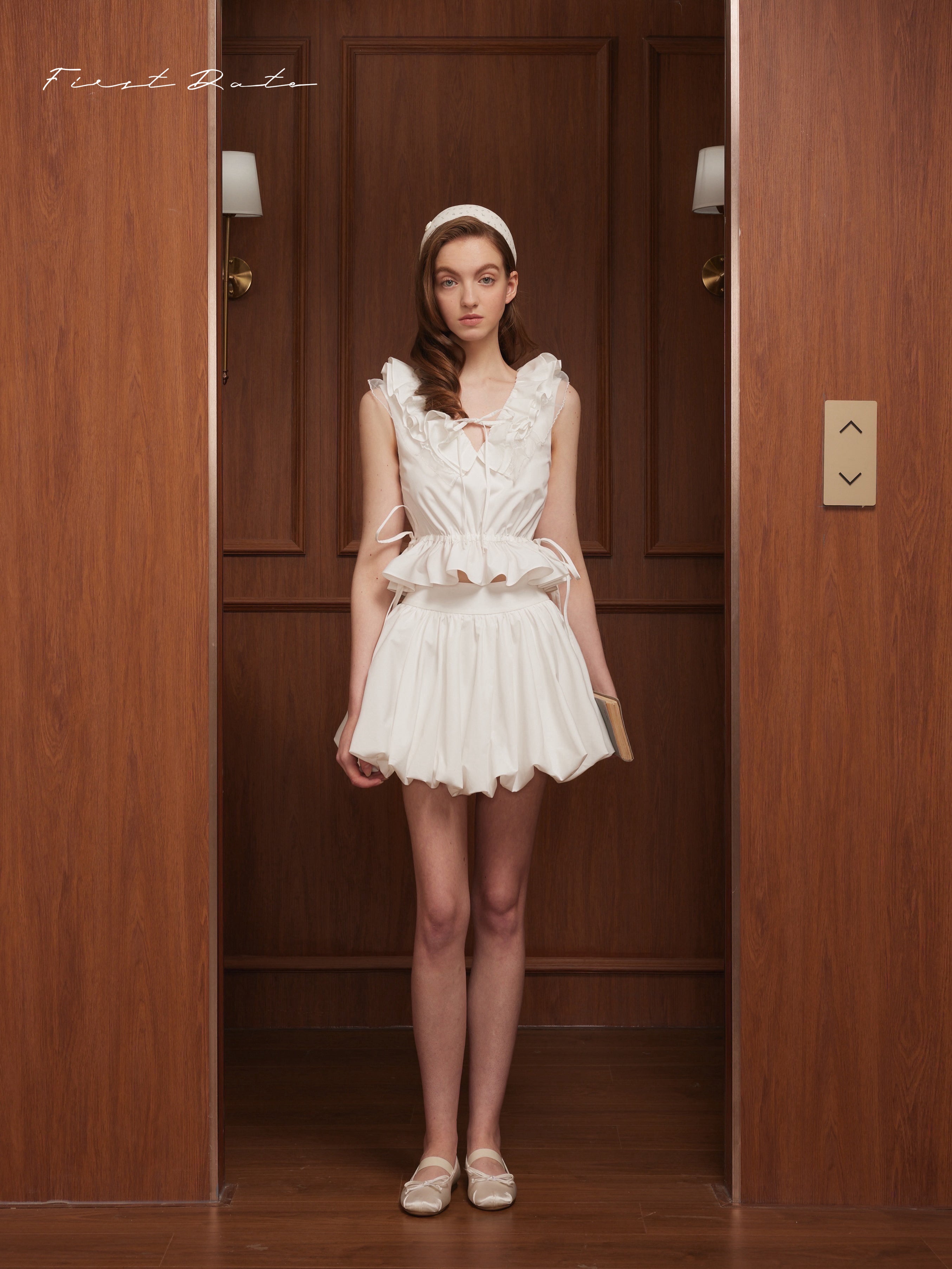 First Date Ruffle edge pleated dress & Top and shorts set