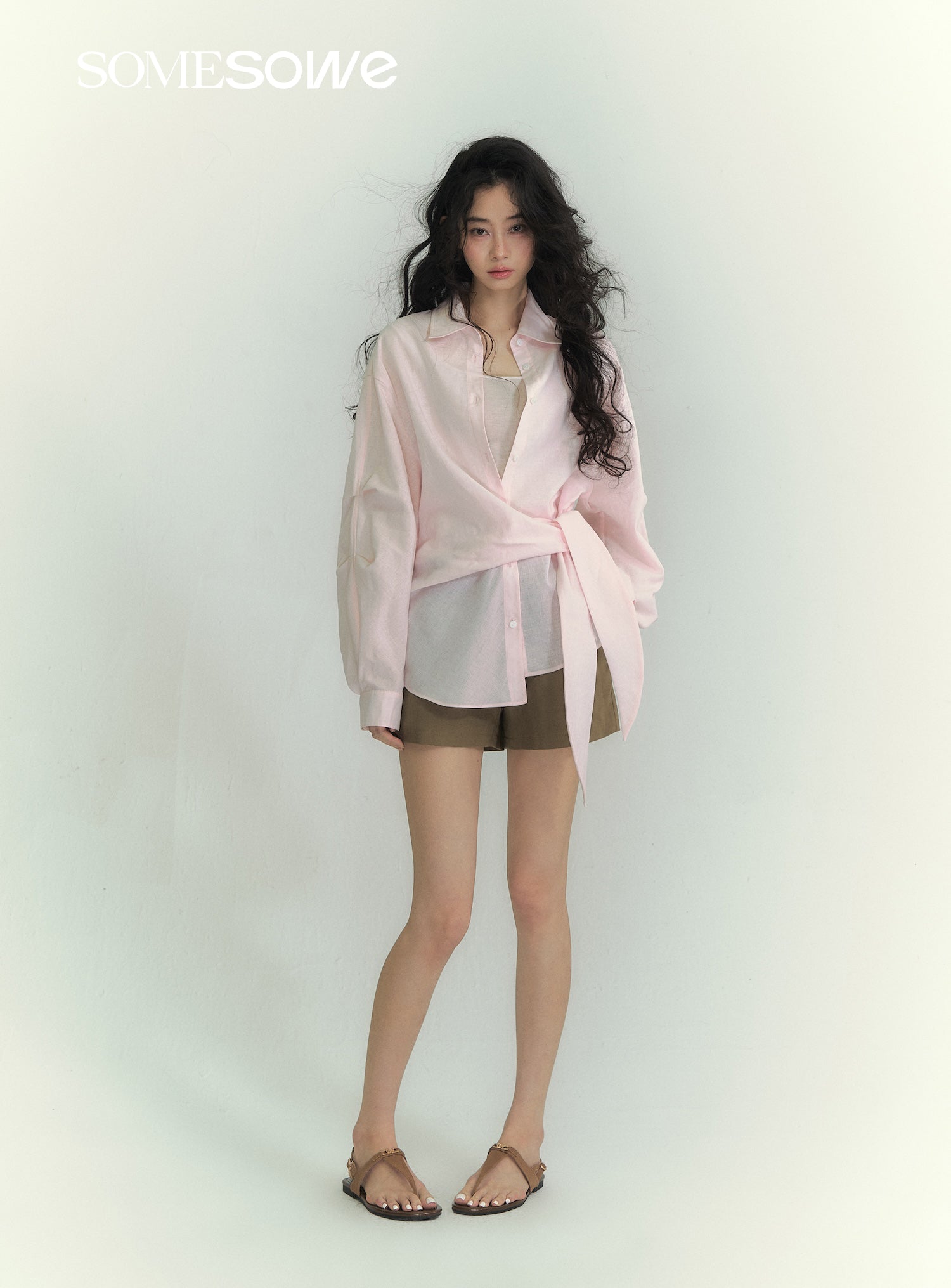 SOMESOWE S2609081 Lightweight lace up shirt