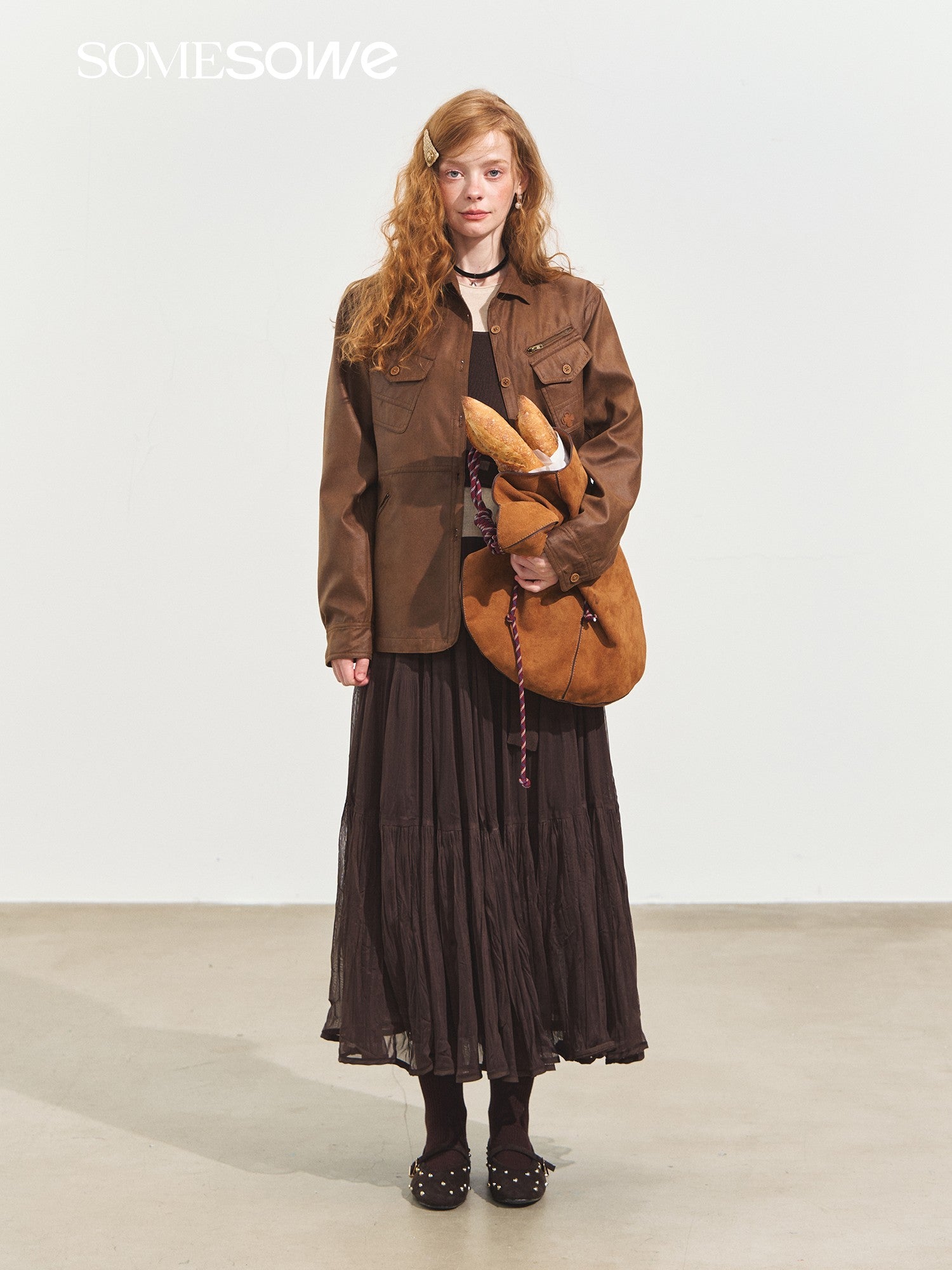 SOMESOWE S2508255 Multi-Pocket Casual Suede Jacket