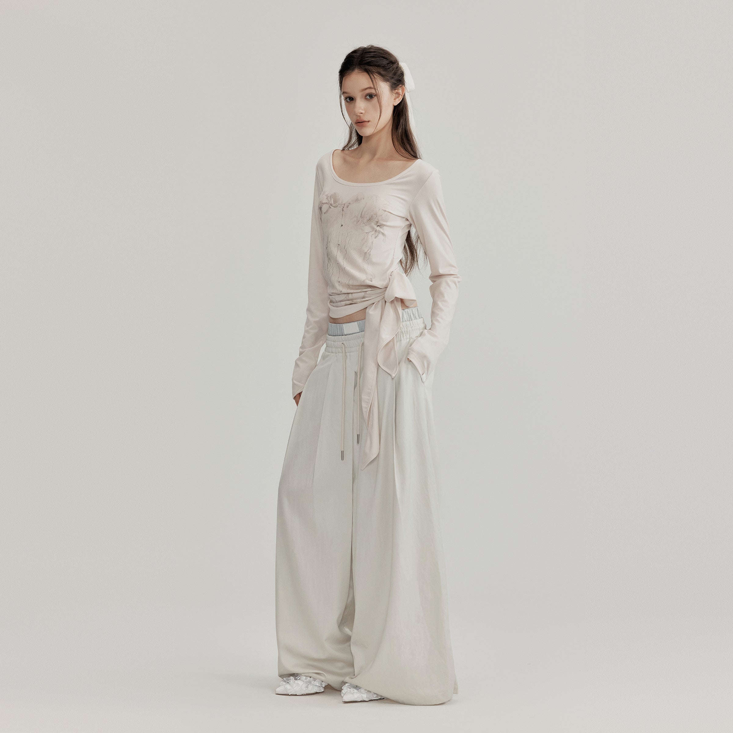 NOMEANSNO N148 Pleated loose pants (2color)
