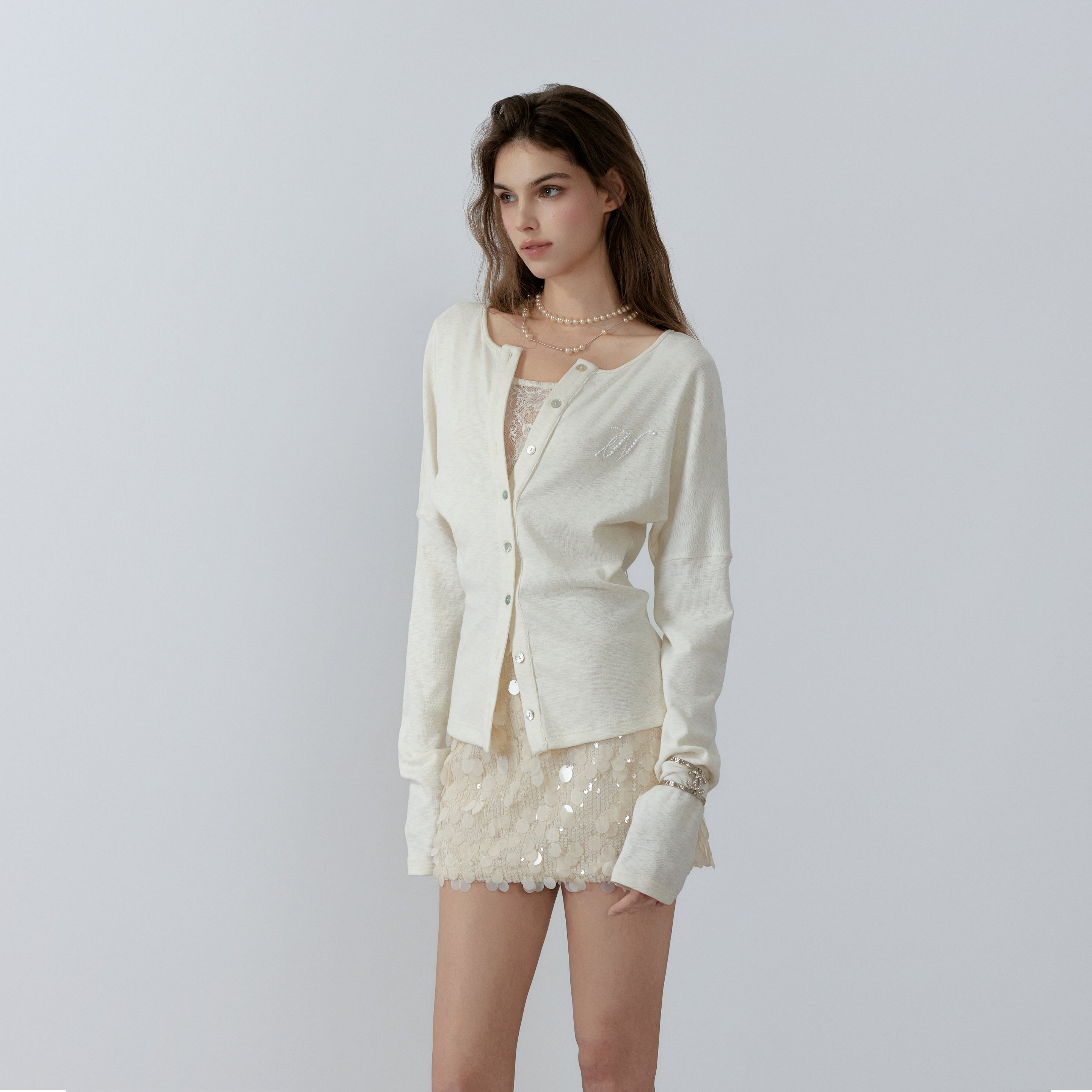 NONCESTNON N226 Fake two-piece pullover cardigan