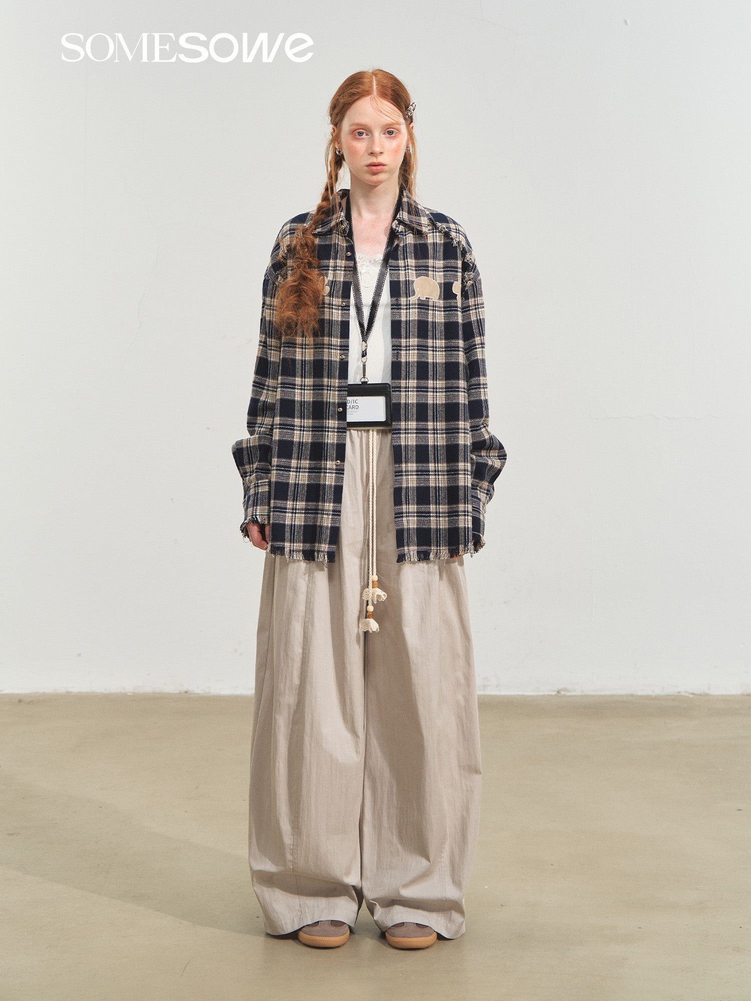SOMESOWE S2508205 Fun fringe plaid shirt