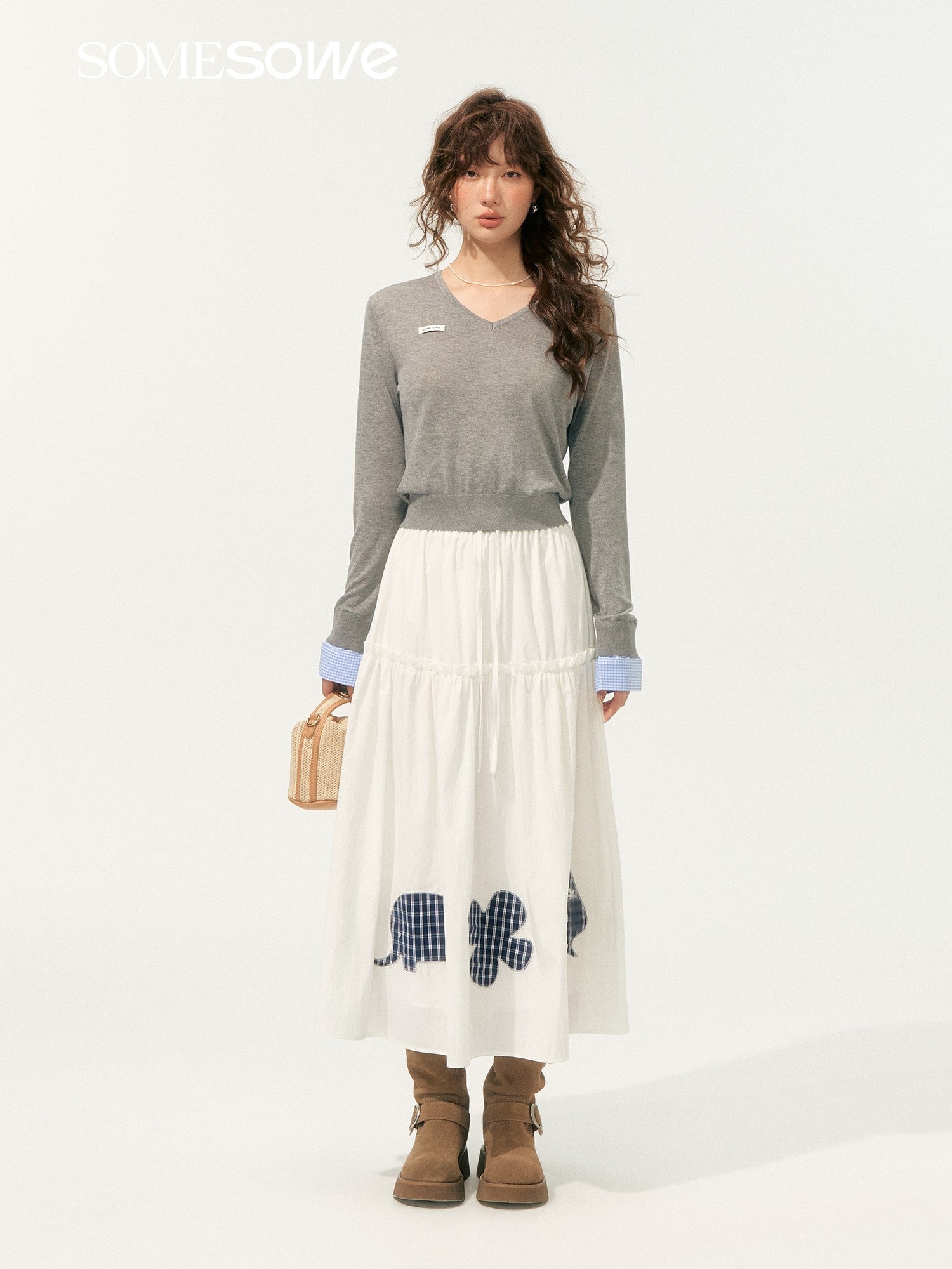 SOMESOWE S2508202 Childish plaid patterned long skirt