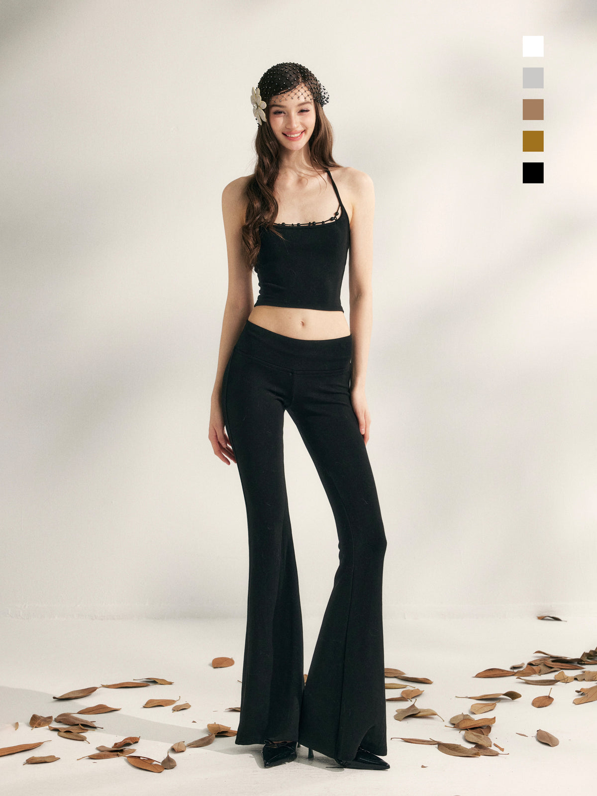 YZZI HE Beaded knit camisole + yoga pants set