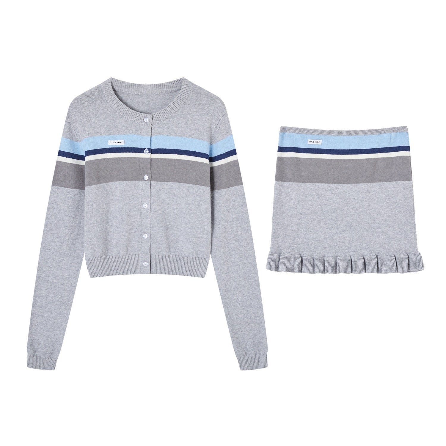 SOMESOWE S2509028 Ruffle strapless cardigan set