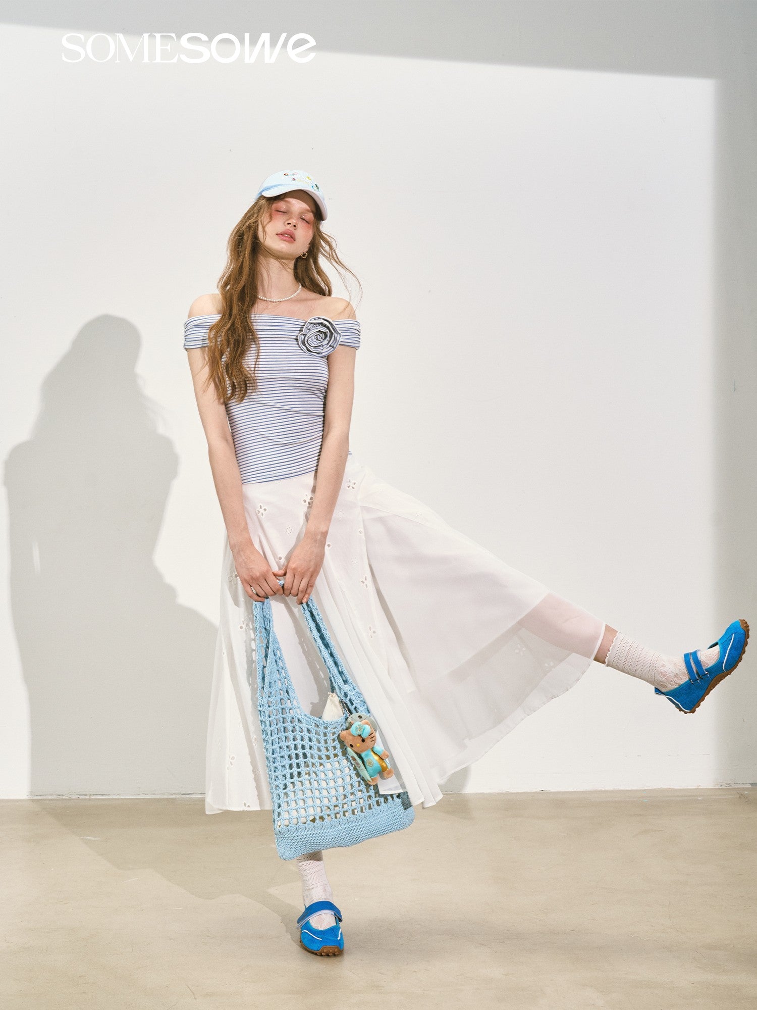 SOMESOWE S2508145 Striped rose one shoulder top