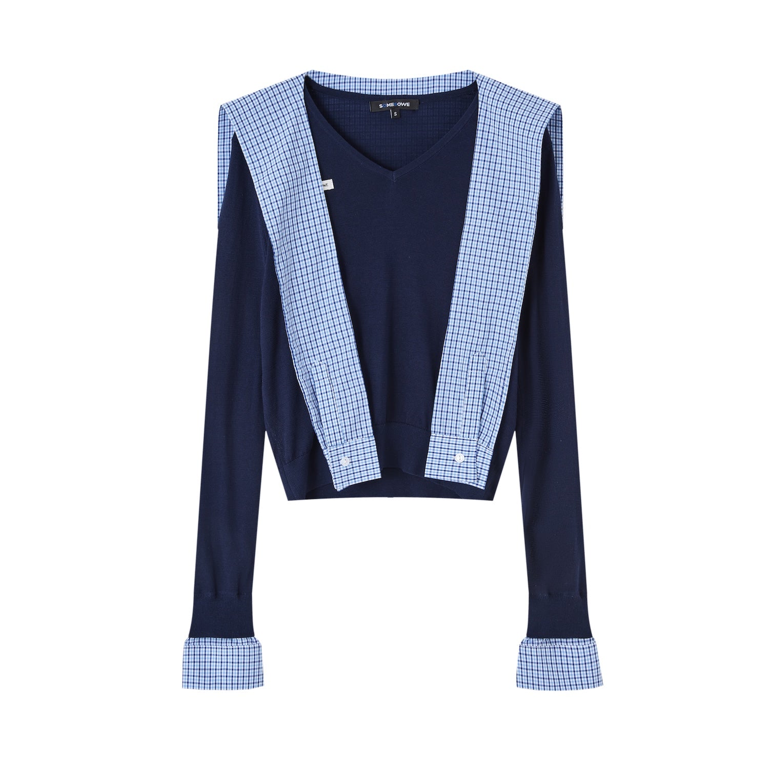 SOMESOWE S2508182 Sailor collar spliced knit top