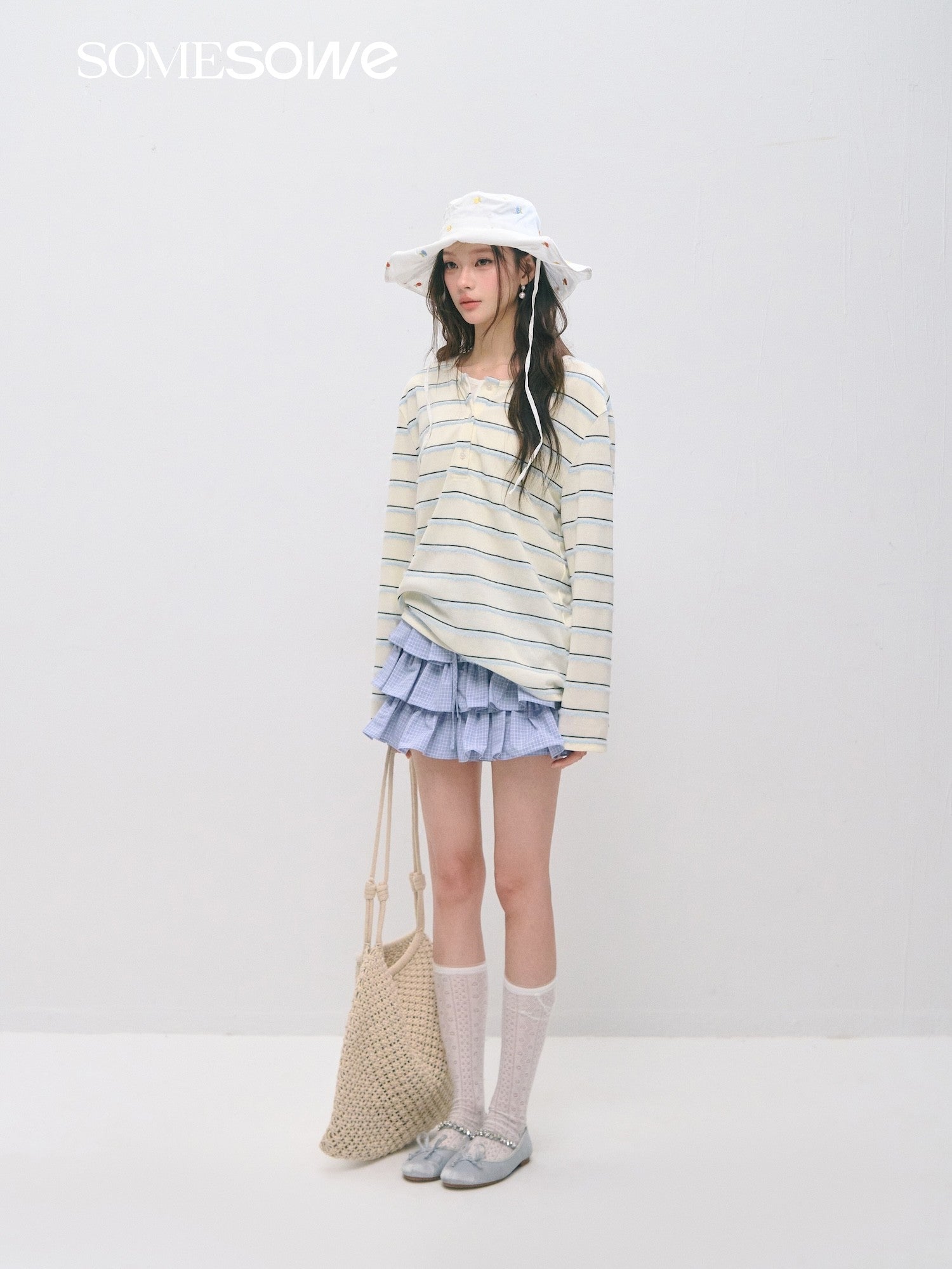 SOMESOWE S2609027 Fake two wide spaced striped tops