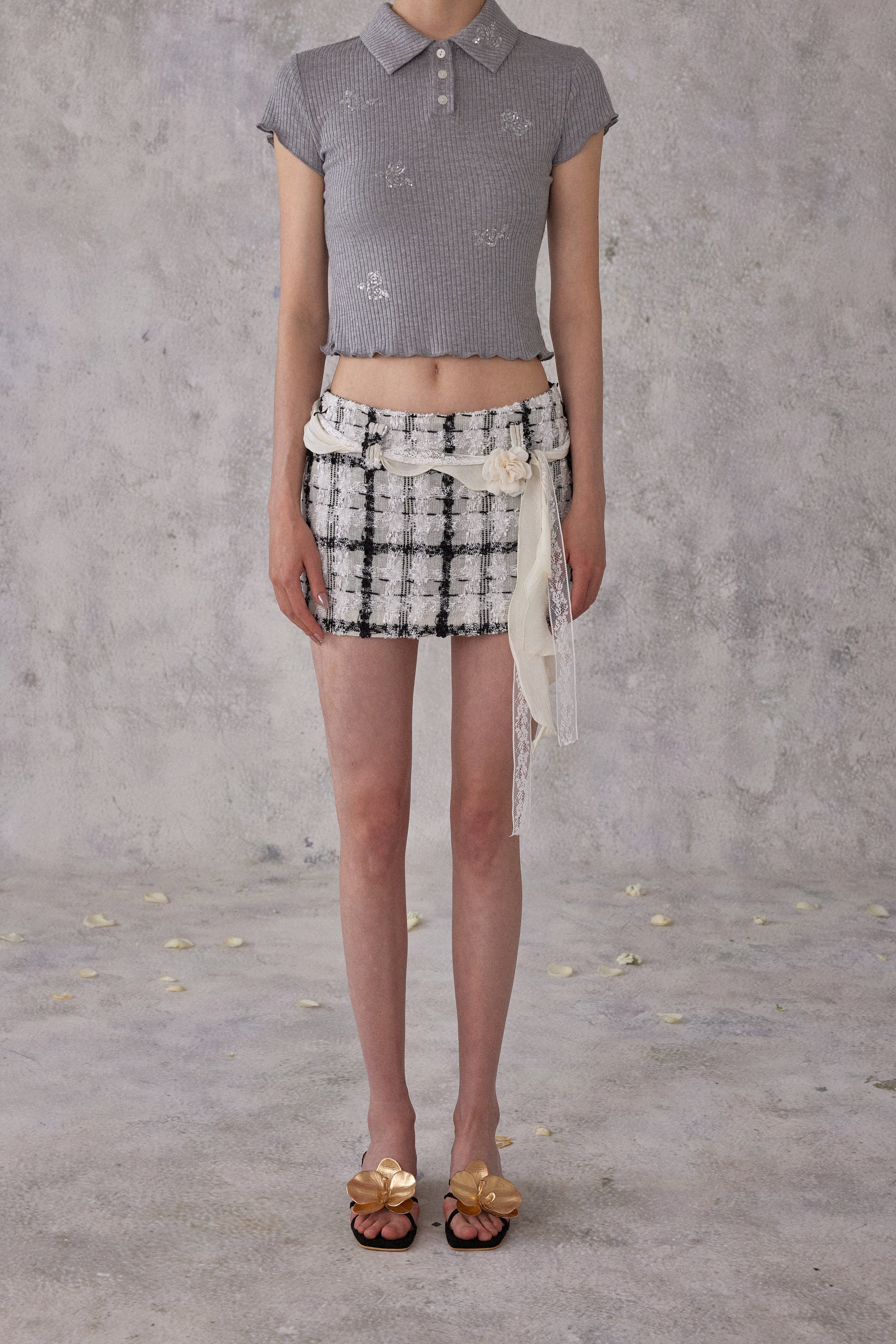 NOMEANSNO N181 Black and white checkered skirt