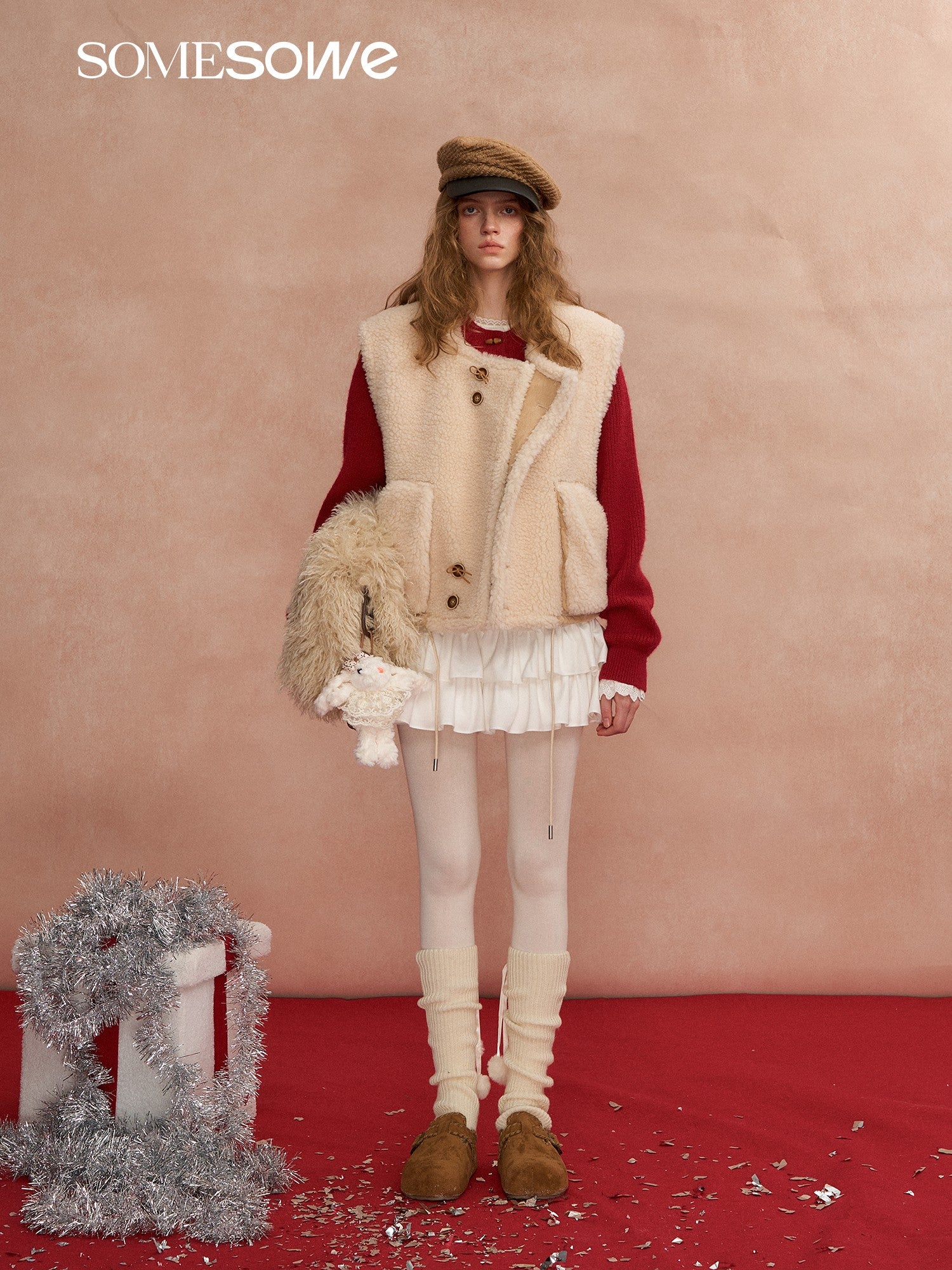 SOMESOWE S2508306 Buckled lambhair double-sided vest