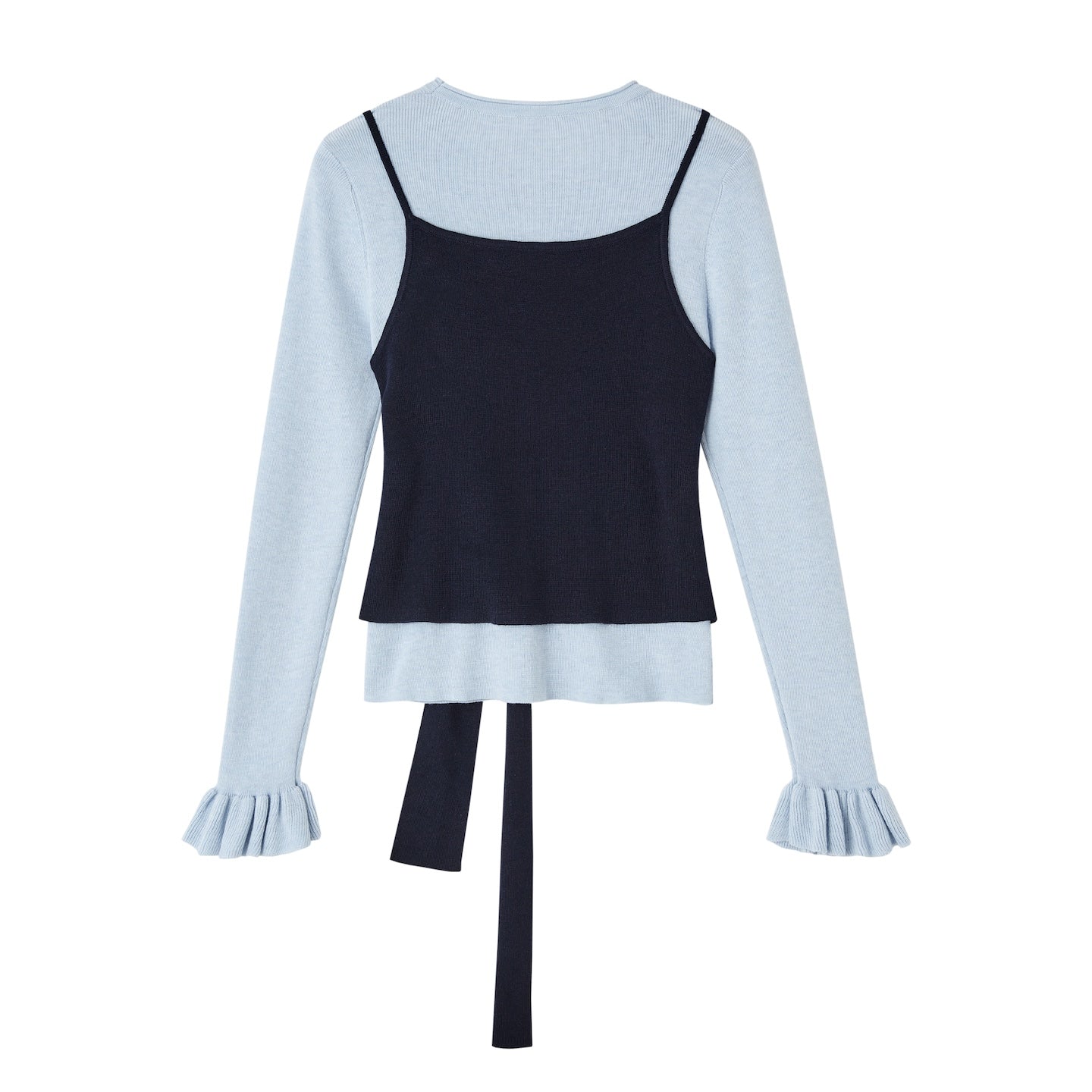 SOMESOWE S2508249 Fake two piece contrasting round neck sweater