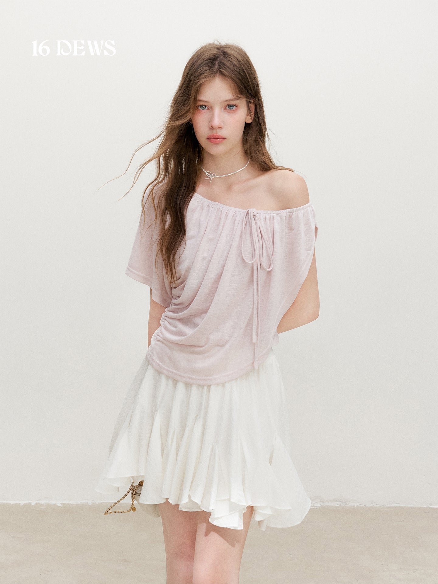 16DEWS 16D26371 Lyocell Asymmetric Faux Two-Piece Top
