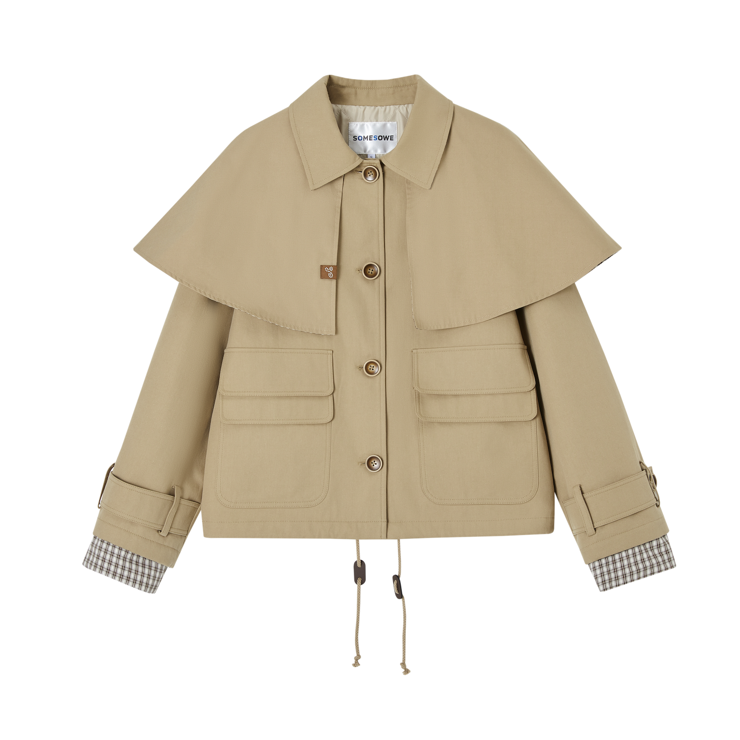 SOMESOWE S2508339 Detachable cape clip cotton jacket