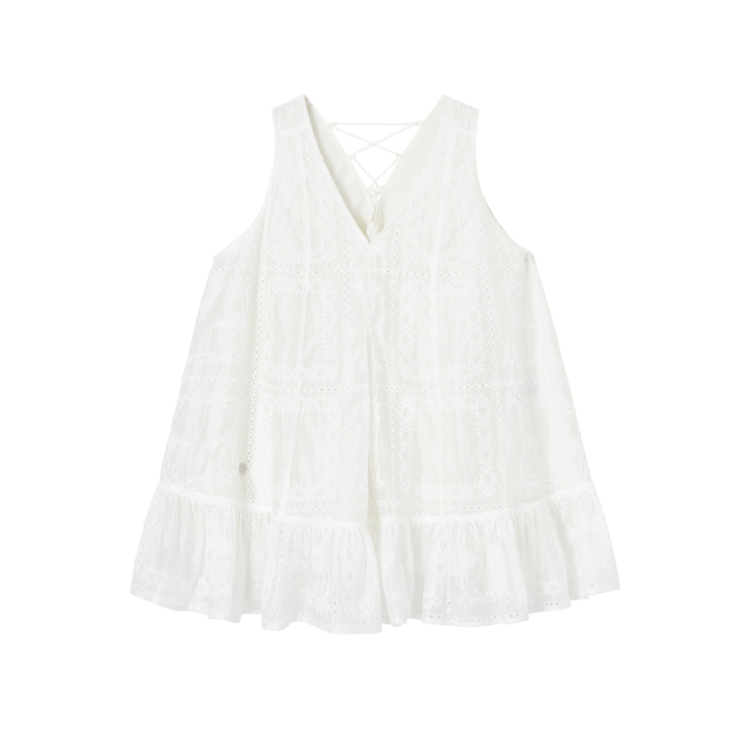 SOMESOWE S2509031 Embroidered ruffle edge dress